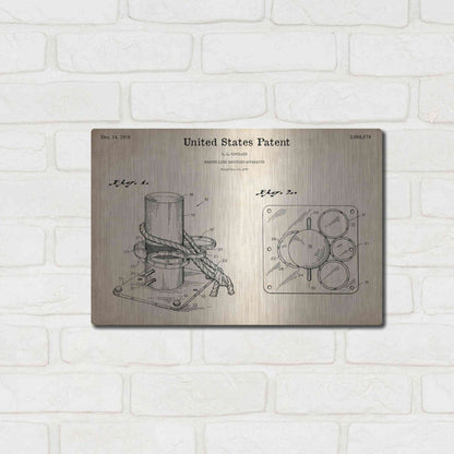 Luxe Metal Art 'Marine Line Secure Device Blueprint Patent Parchment,' Metal Wall Art,16x12