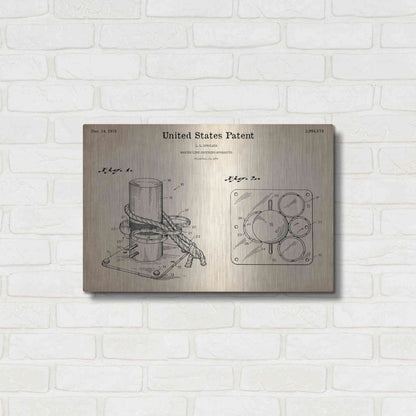 Luxe Metal Art 'Marine Line Secure Device Blueprint Patent Parchment,' Metal Wall Art,24x16