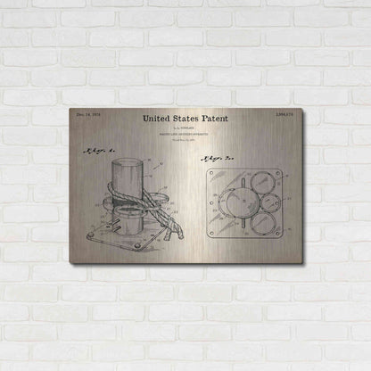 Luxe Metal Art 'Marine Line Secure Device Blueprint Patent Parchment,' Metal Wall Art,36x24