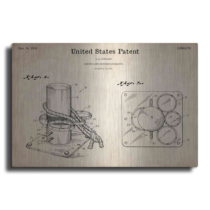 Luxe Metal Art 'Marine Line Secure Device Blueprint Patent Parchment,' Metal Wall Art