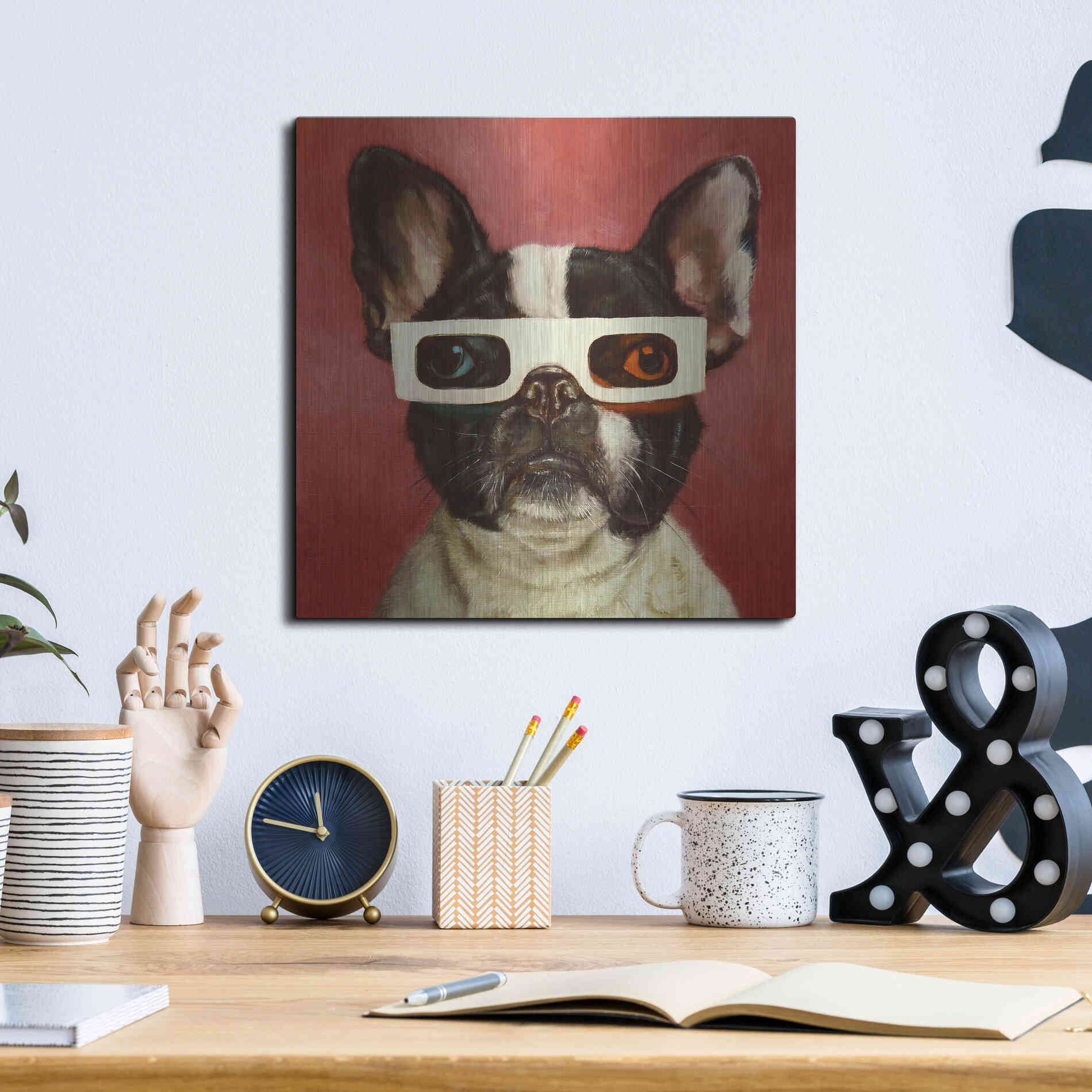 Luxe Metal Art '3D Dog' by Lucia Heffernan, Metal Wall Art,12x12