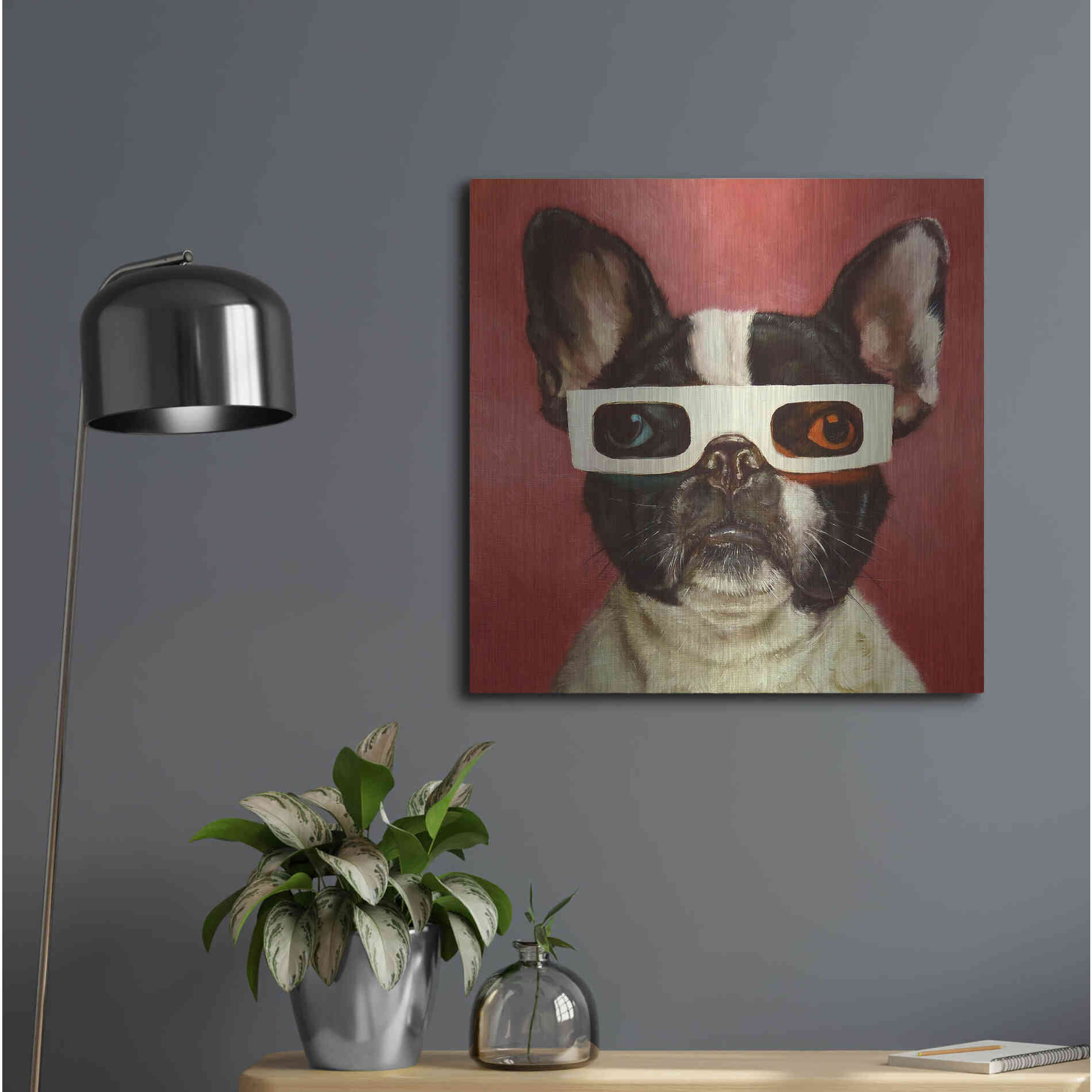 Luxe Metal Art '3D Dog' by Lucia Heffernan, Metal Wall Art,24x24