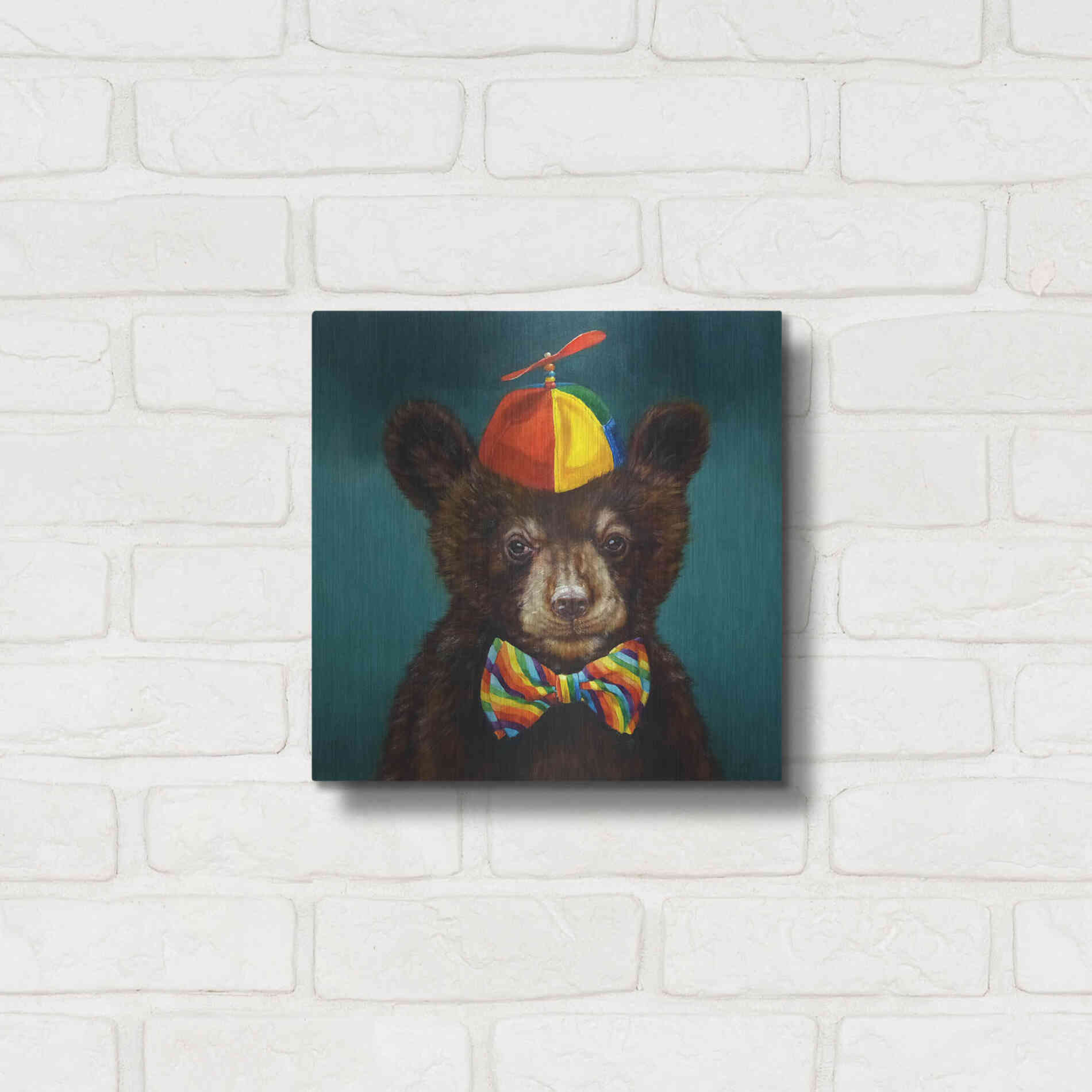 Luxe Metal Art 'Baby Bear' by Lucia Heffernan, Metal Wall Art,12x12