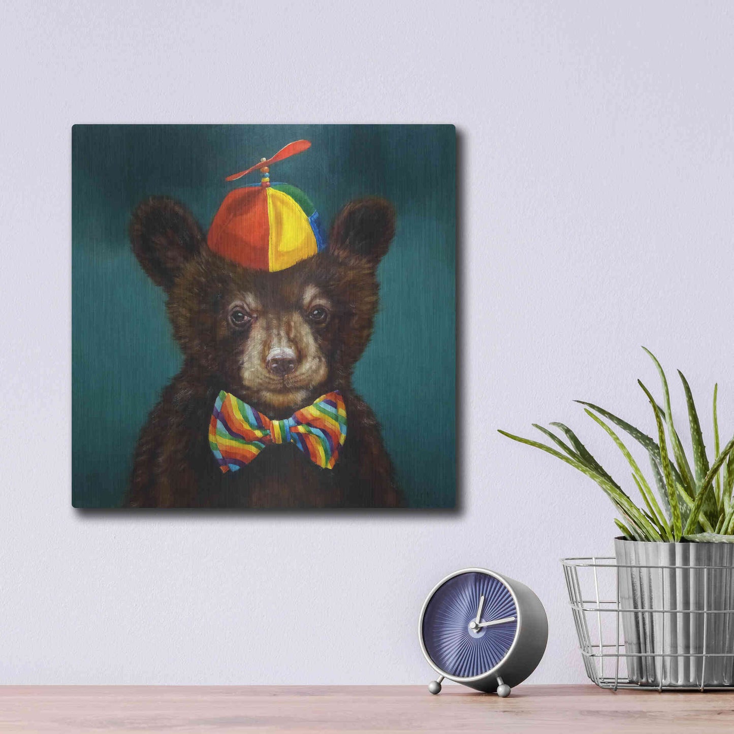 Luxe Metal Art 'Baby Bear' by Lucia Heffernan, Metal Wall Art,12x12