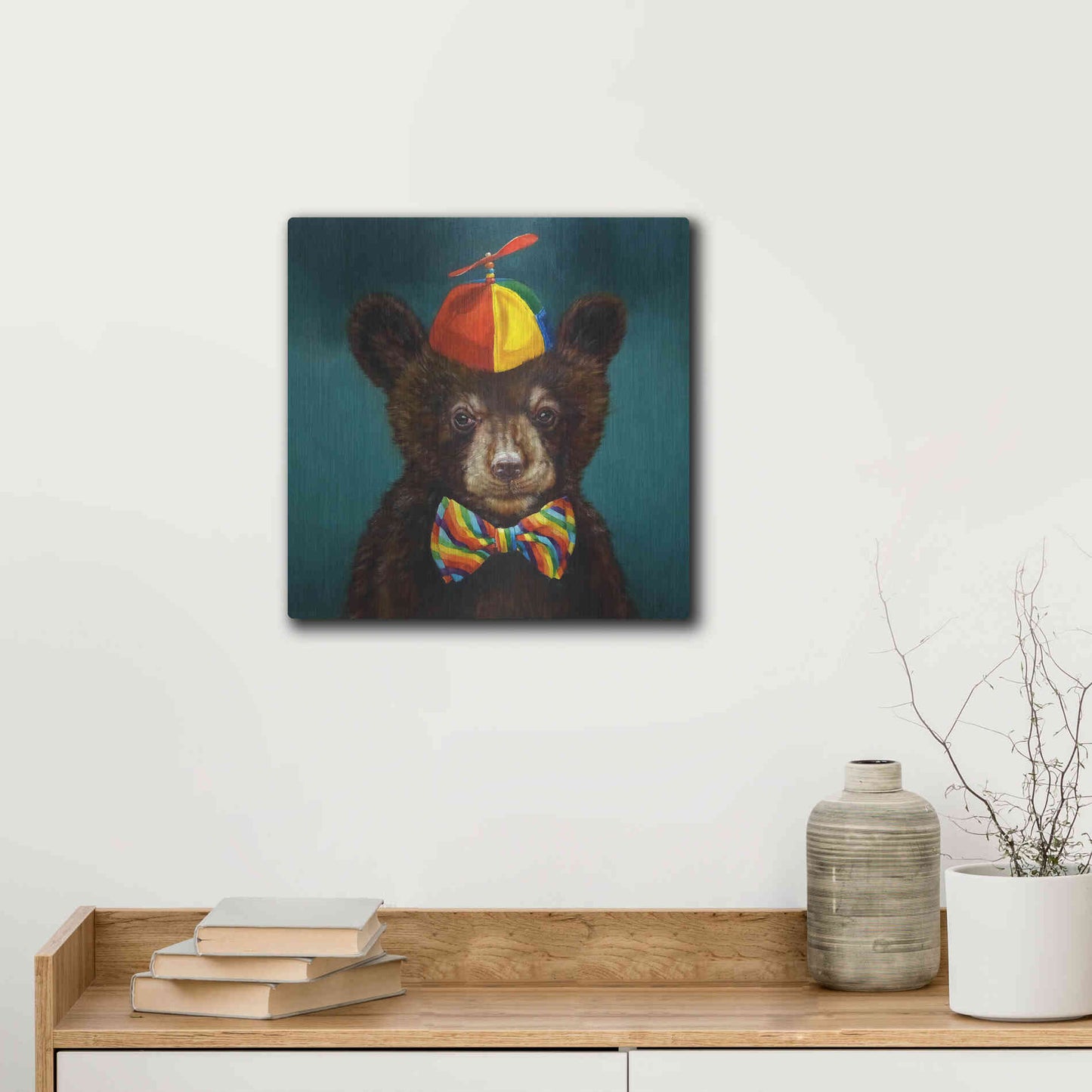 Luxe Metal Art 'Baby Bear' by Lucia Heffernan, Metal Wall Art,12x12