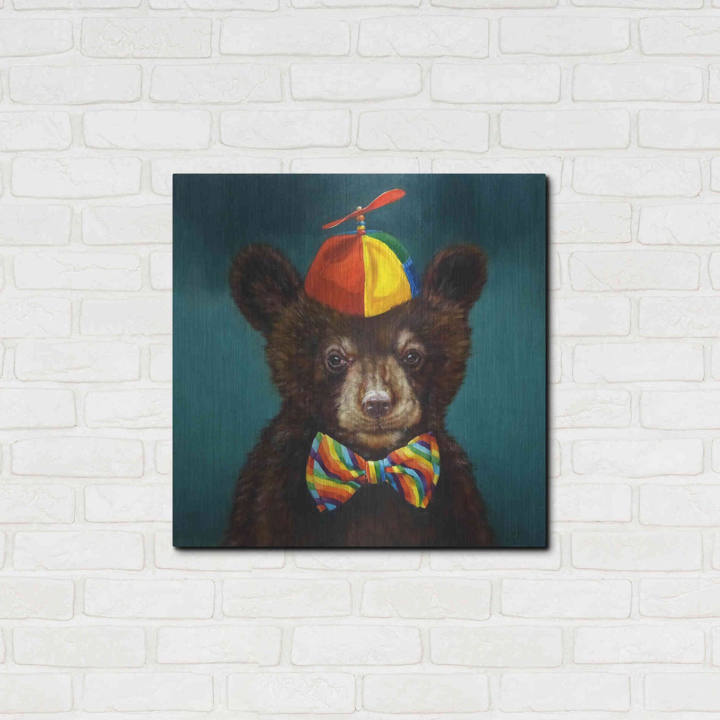 Luxe Metal Art 'Baby Bear' by Lucia Heffernan, Metal Wall Art,24x24