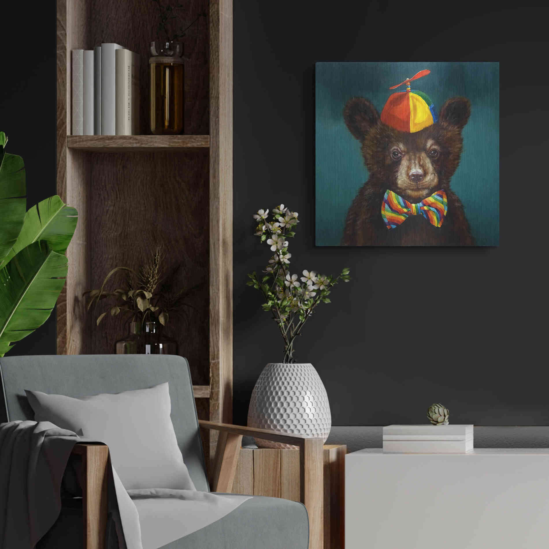 Luxe Metal Art 'Baby Bear' by Lucia Heffernan, Metal Wall Art,24x24