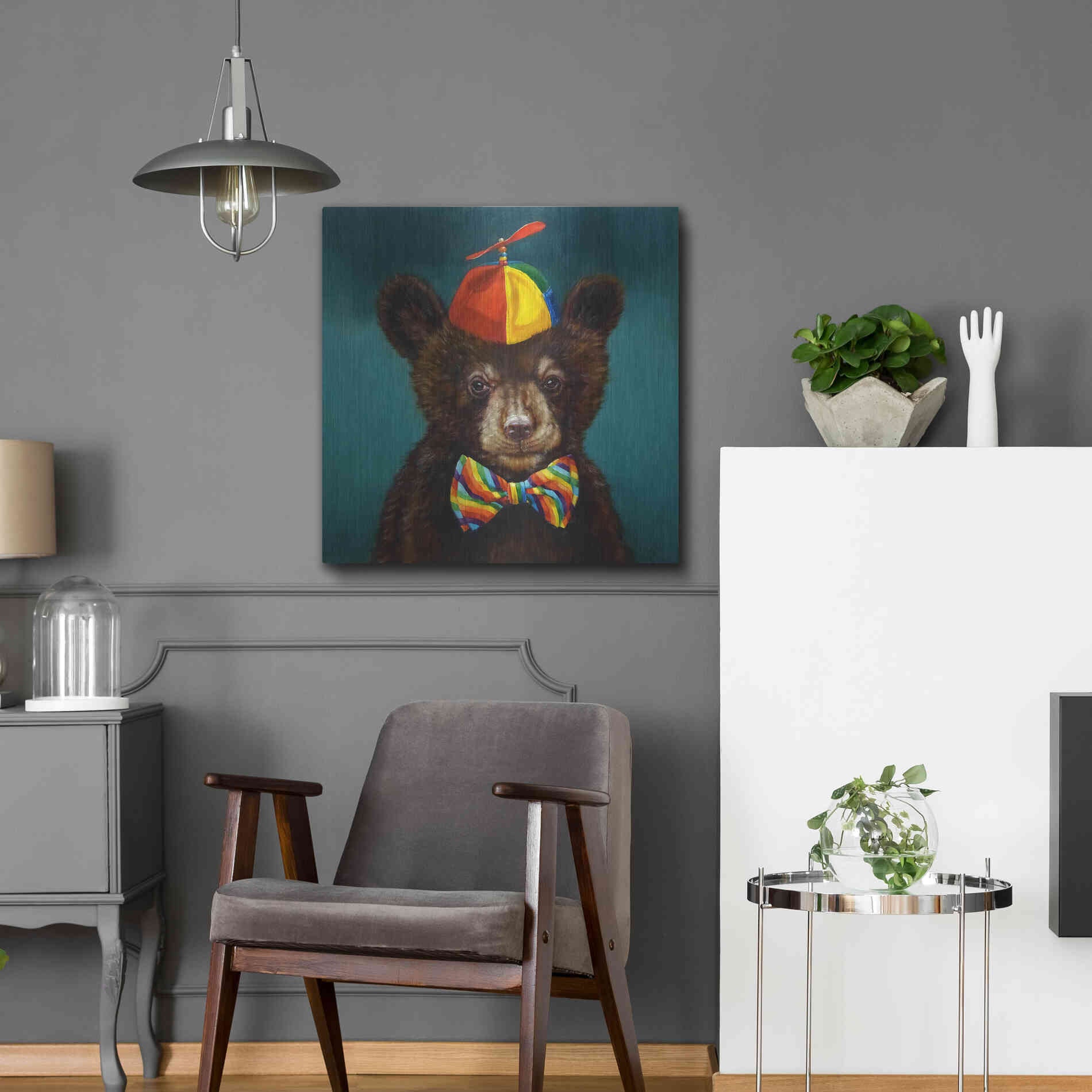 Luxe Metal Art 'Baby Bear' by Lucia Heffernan, Metal Wall Art,24x24