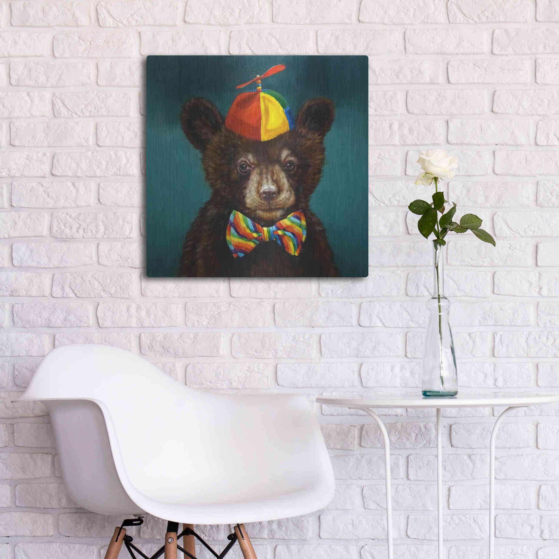 Luxe Metal Art 'Baby Bear' by Lucia Heffernan, Metal Wall Art,24x24