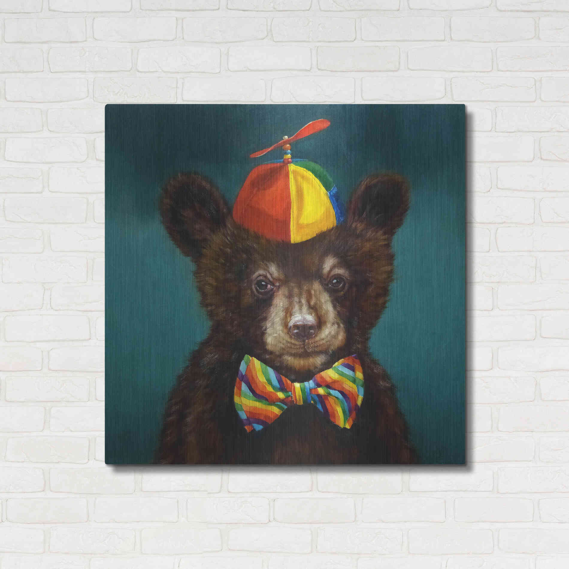 Luxe Metal Art 'Baby Bear' by Lucia Heffernan, Metal Wall Art,36x36