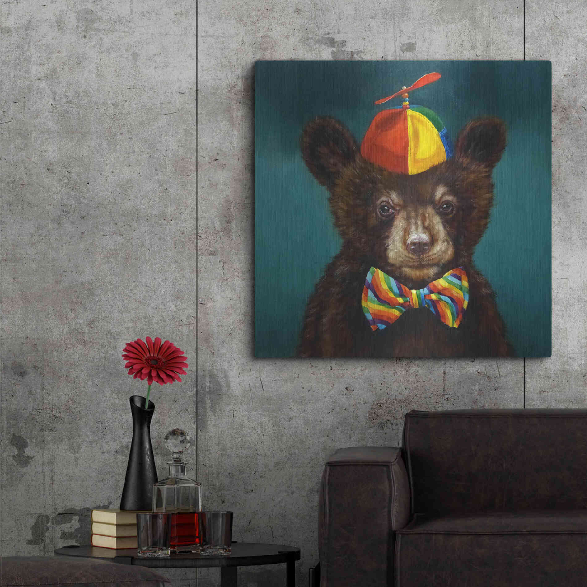 Luxe Metal Art 'Baby Bear' by Lucia Heffernan, Metal Wall Art,36x36