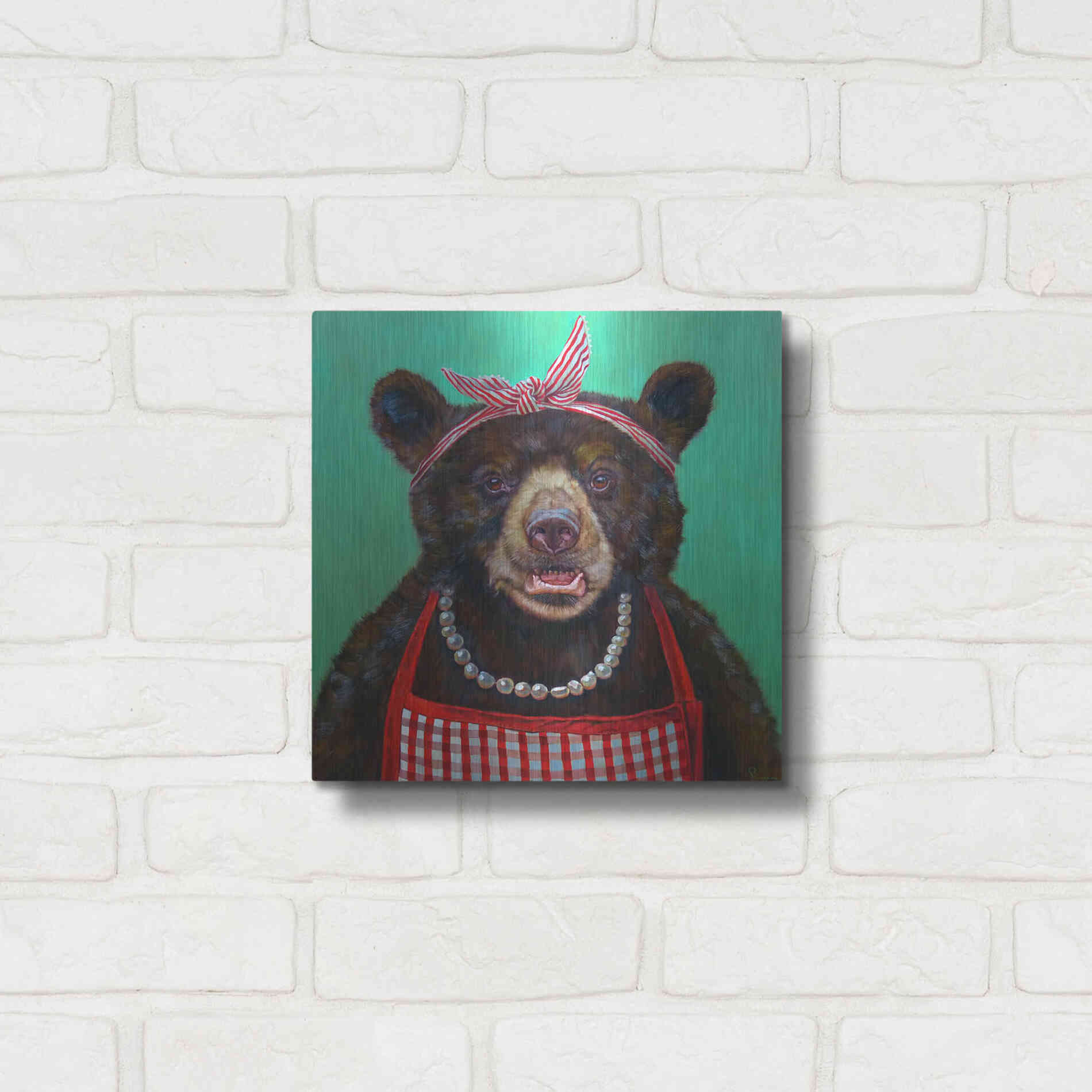 Luxe Metal Art 'Mama Bear' by Lucia Heffernan, Metal Wall Art,12x12
