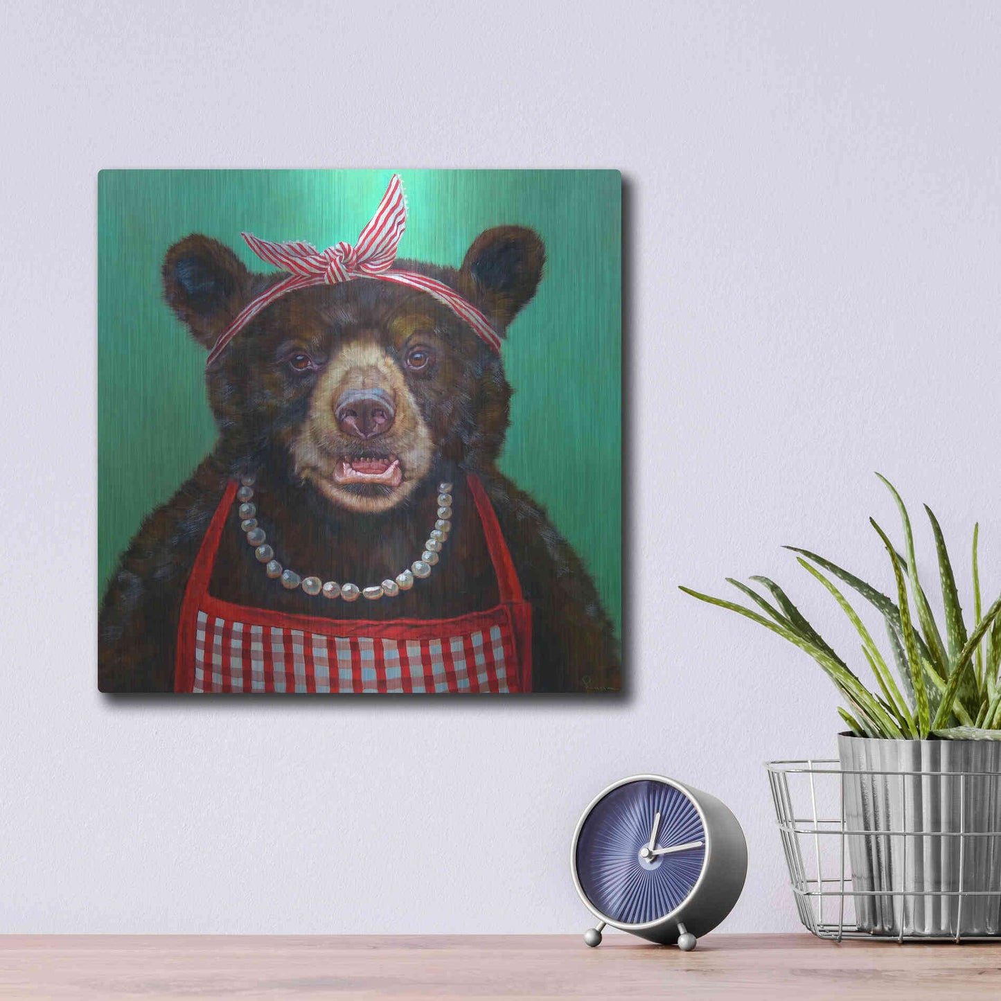 Luxe Metal Art 'Mama Bear' by Lucia Heffernan, Metal Wall Art,12x12