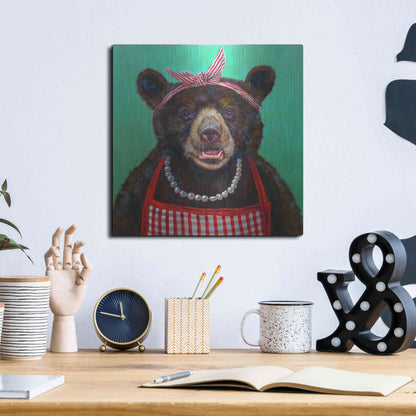 Luxe Metal Art 'Mama Bear' by Lucia Heffernan, Metal Wall Art,12x12