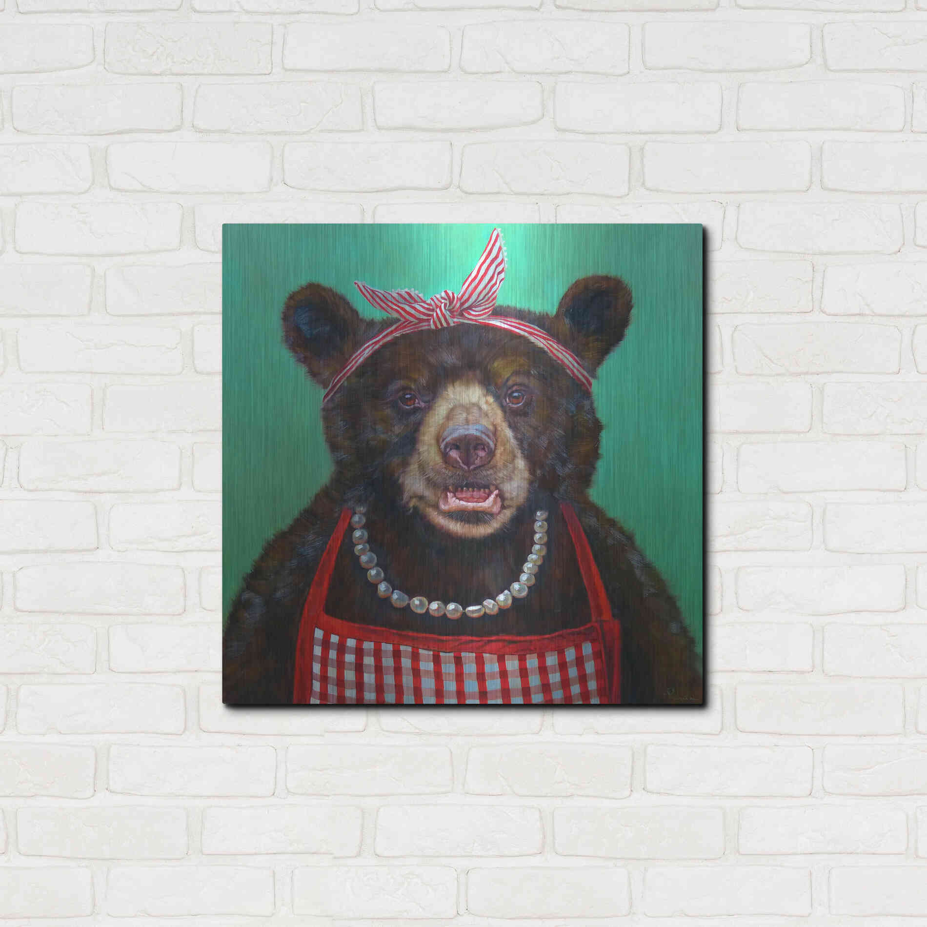 Luxe Metal Art 'Mama Bear' by Lucia Heffernan, Metal Wall Art,24x24