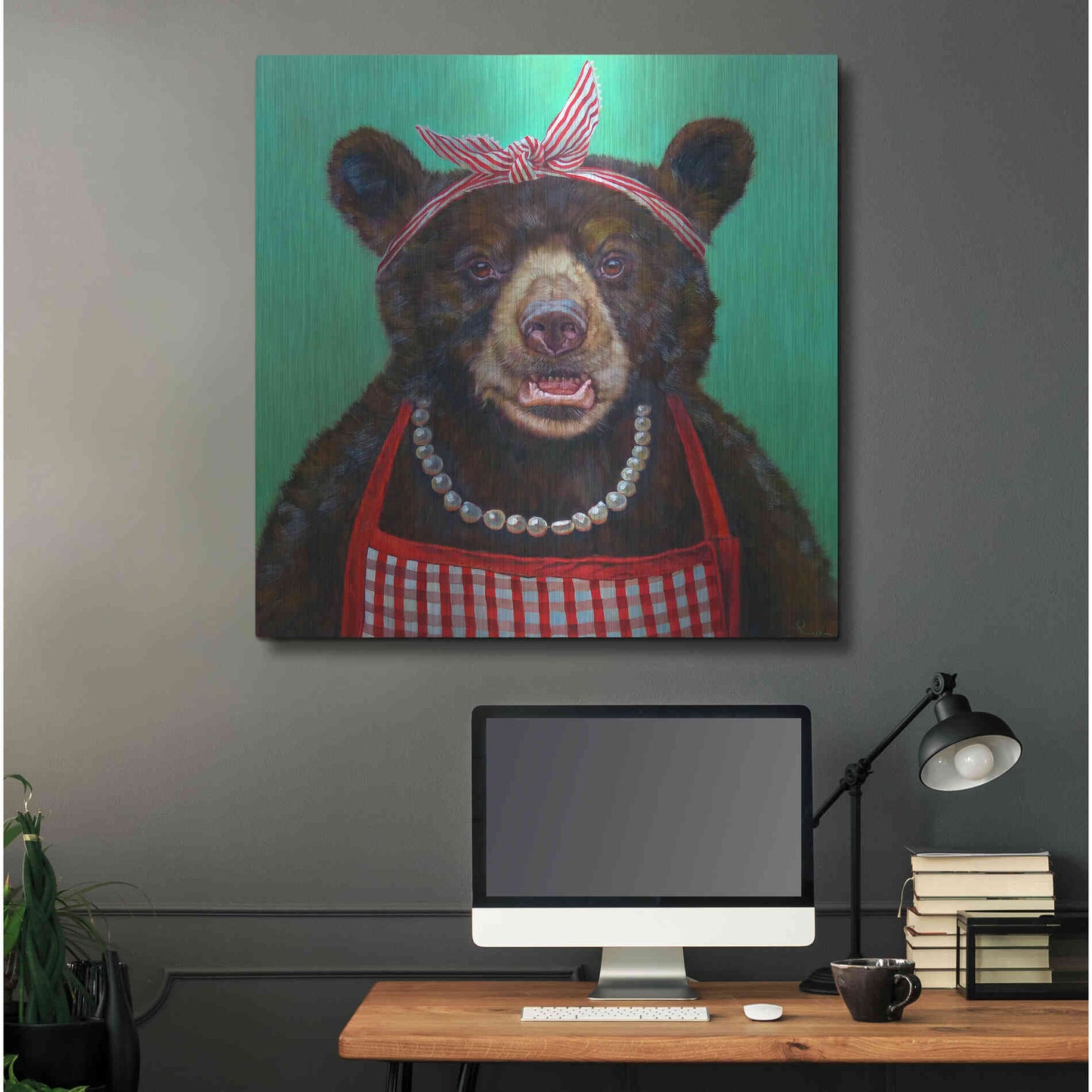 Luxe Metal Art 'Mama Bear' by Lucia Heffernan, Metal Wall Art,36x36