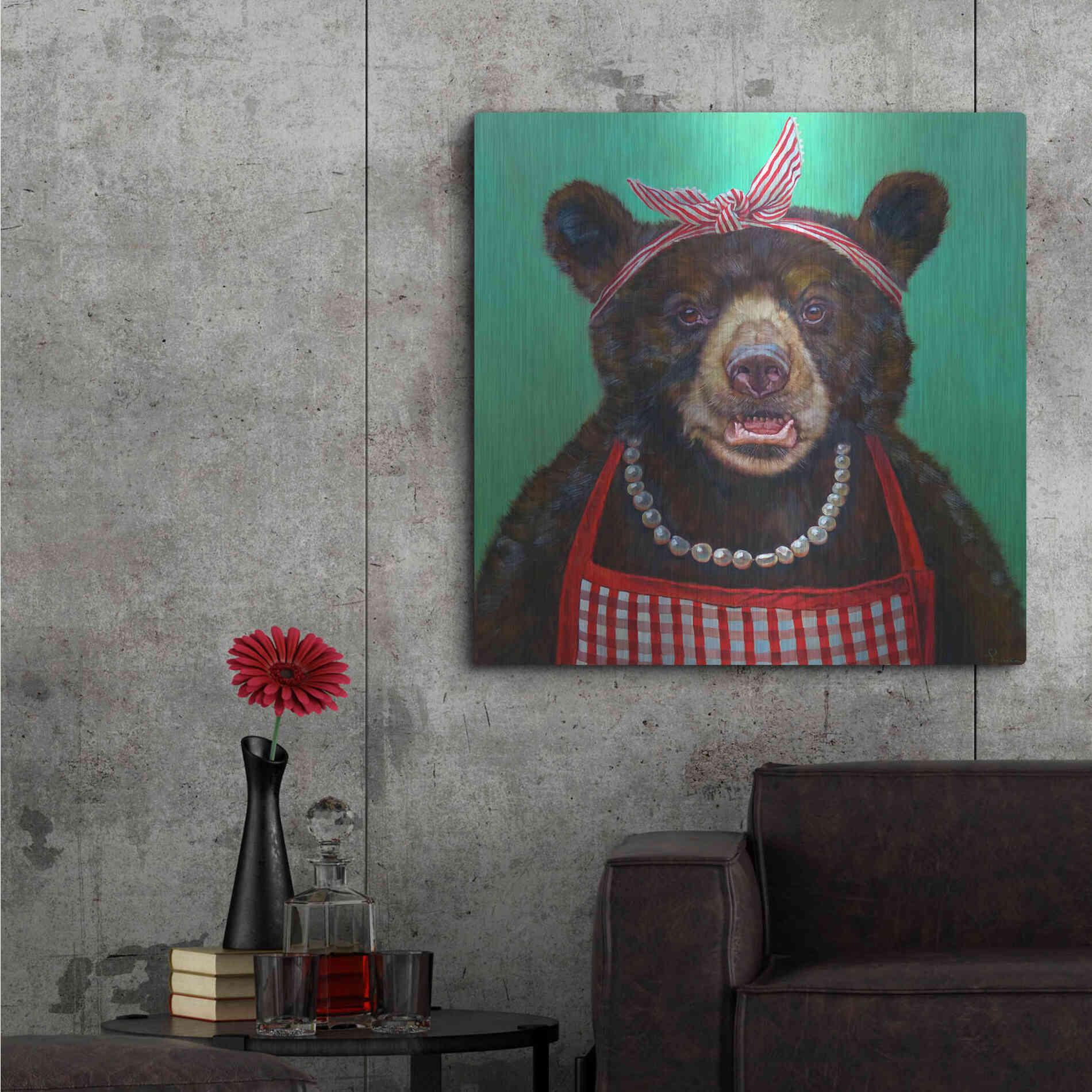 Luxe Metal Art 'Mama Bear' by Lucia Heffernan, Metal Wall Art,36x36