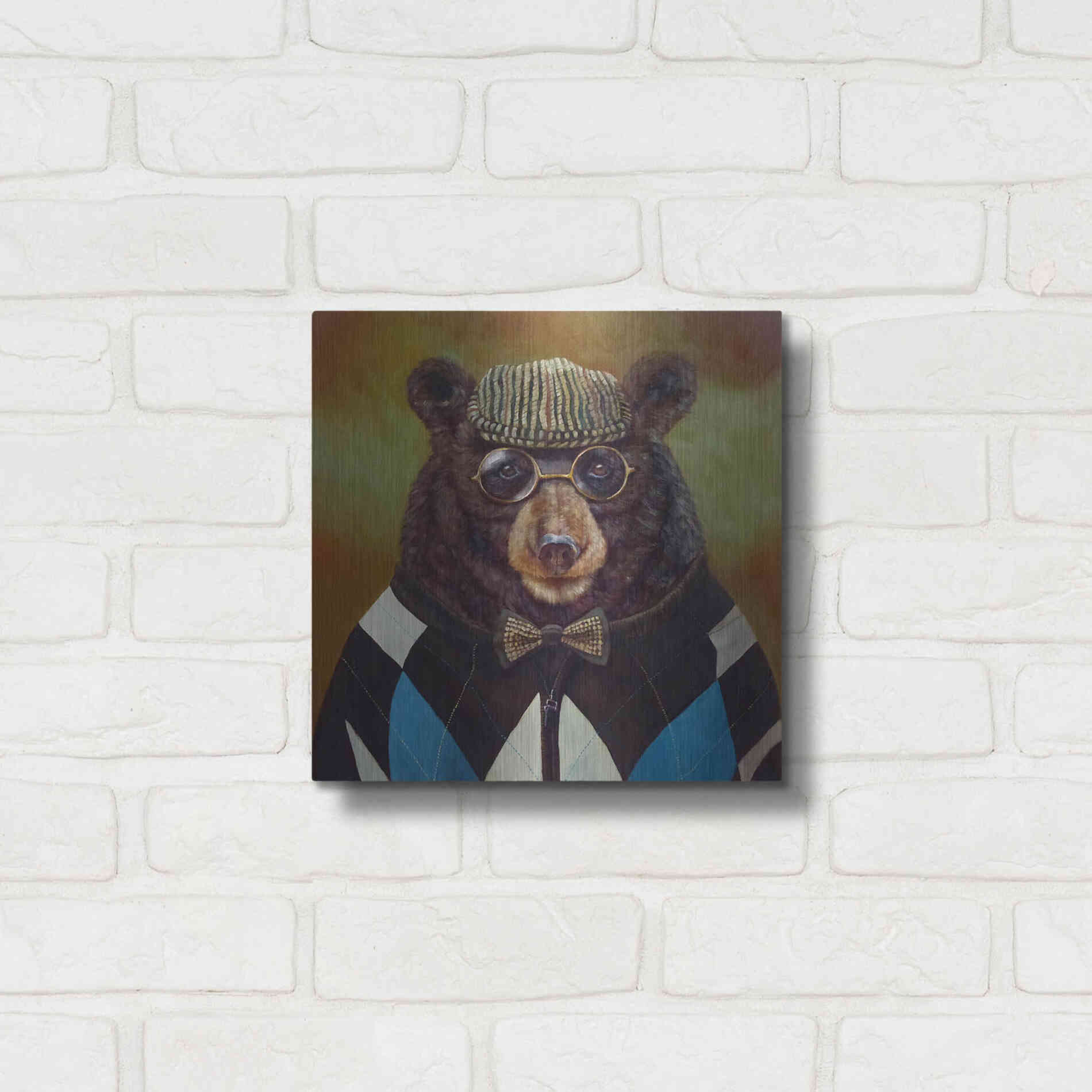 Luxe Metal Art 'Papa Bear' by Lucia Heffernan, Metal Wall Art,12x12