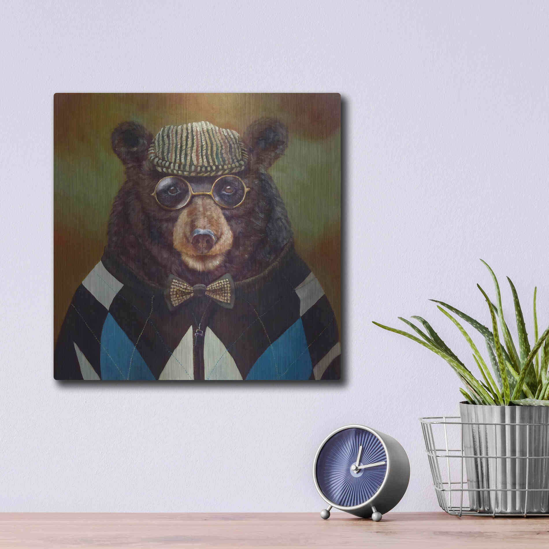 Luxe Metal Art 'Papa Bear' by Lucia Heffernan, Metal Wall Art,12x12