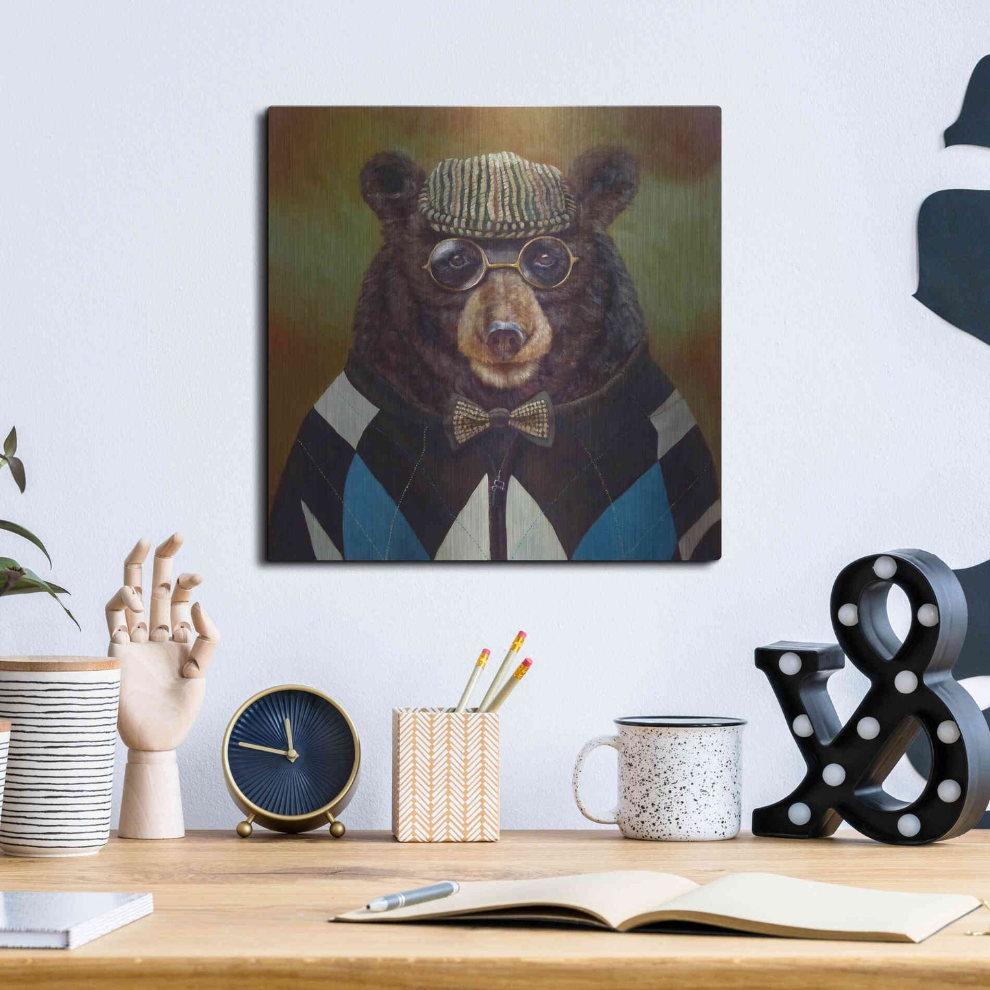 Luxe Metal Art 'Papa Bear' by Lucia Heffernan, Metal Wall Art,12x12