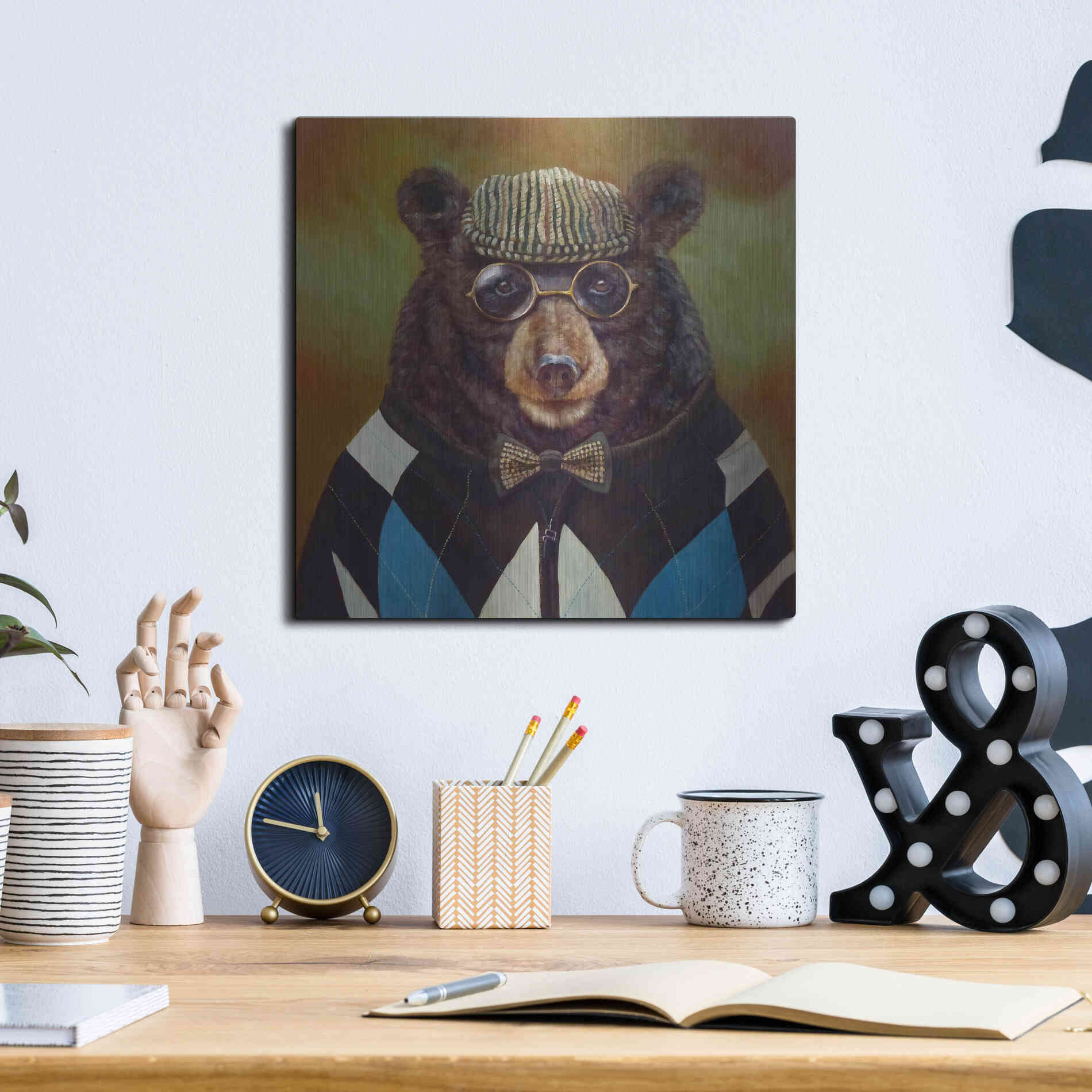 Luxe Metal Art 'Papa Bear' by Lucia Heffernan, Metal Wall Art,12x12