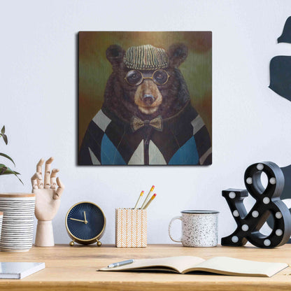 Luxe Metal Art 'Papa Bear' by Lucia Heffernan, Metal Wall Art,12x12