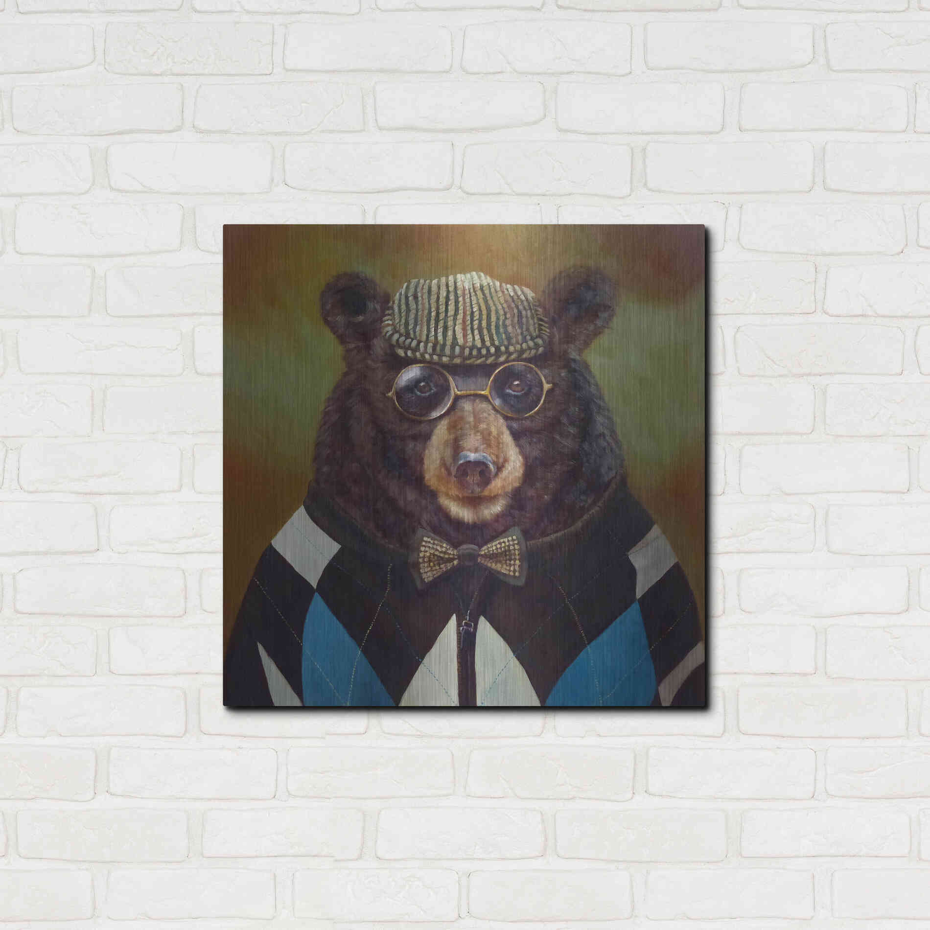 Luxe Metal Art 'Papa Bear' by Lucia Heffernan, Metal Wall Art,24x24