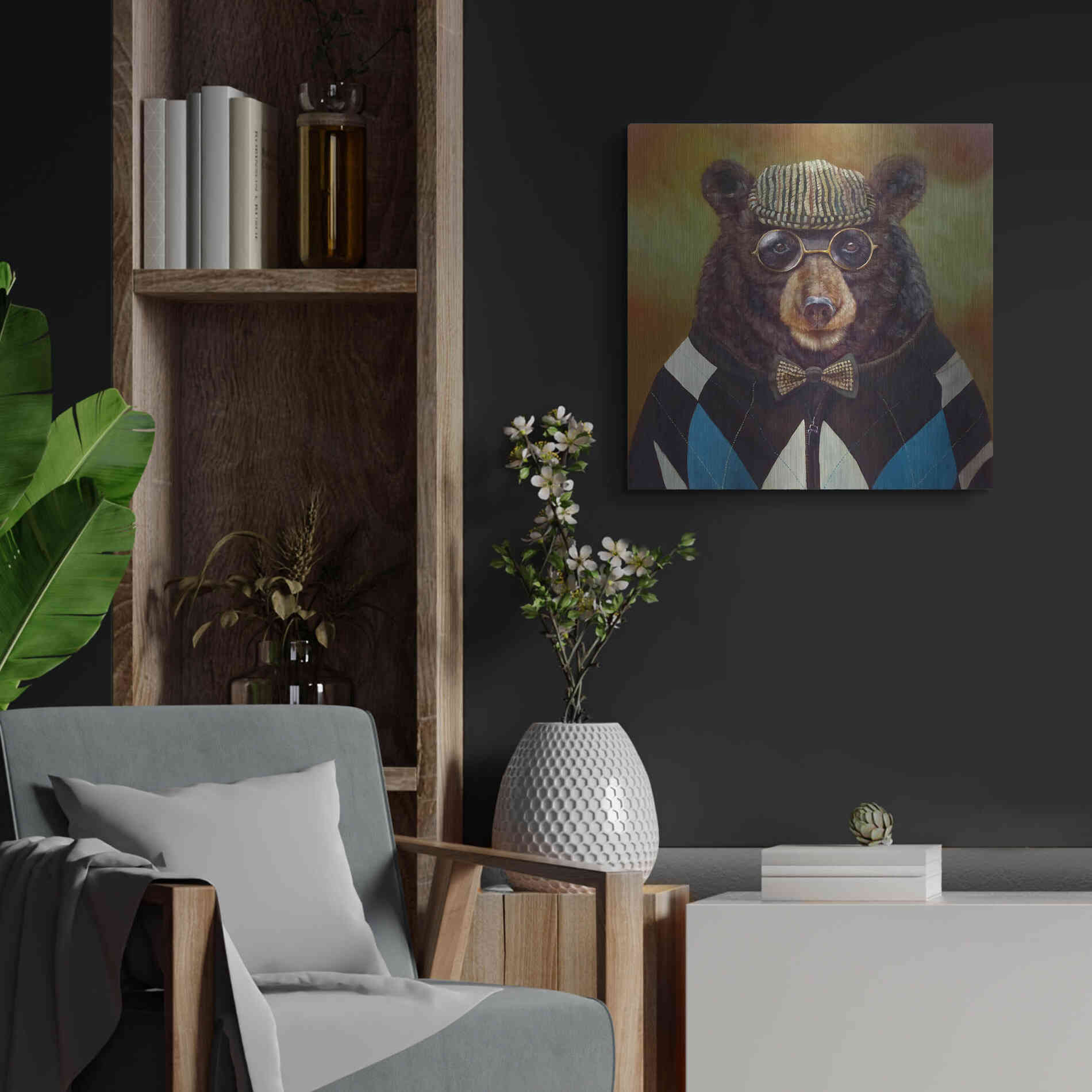 Luxe Metal Art 'Papa Bear' by Lucia Heffernan, Metal Wall Art,24x24