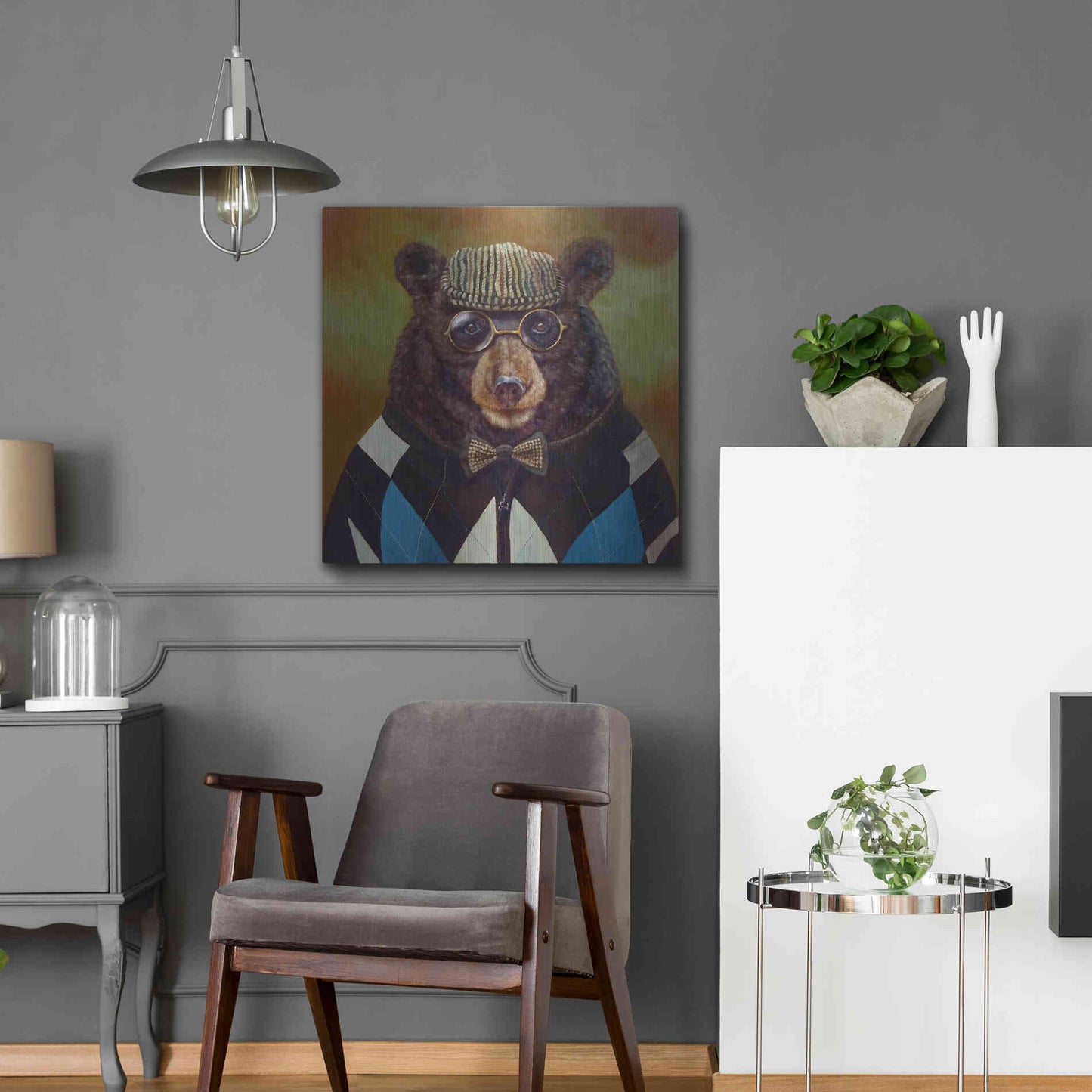 Luxe Metal Art 'Papa Bear' by Lucia Heffernan, Metal Wall Art,24x24