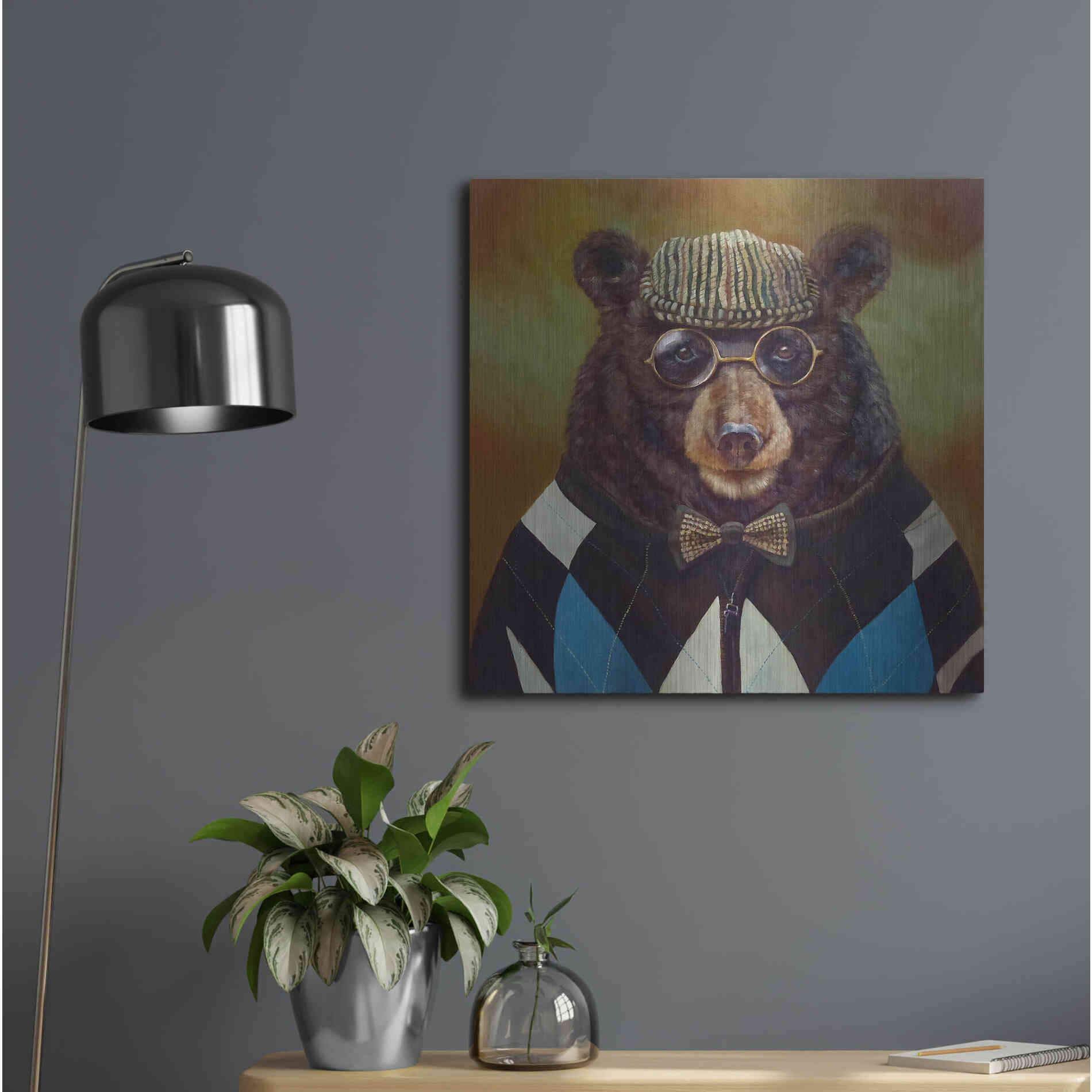 Luxe Metal Art 'Papa Bear' by Lucia Heffernan, Metal Wall Art,24x24
