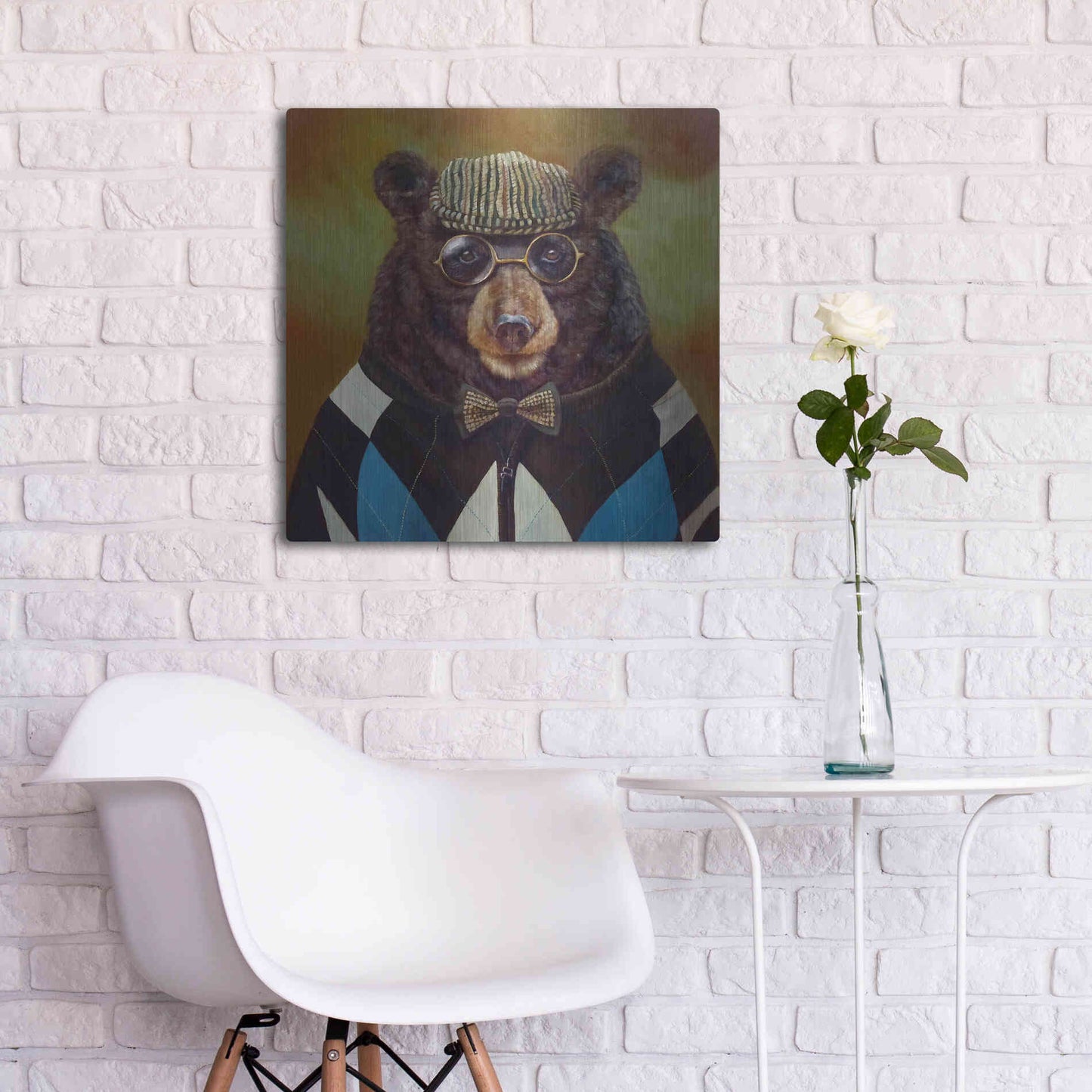 Luxe Metal Art 'Papa Bear' by Lucia Heffernan, Metal Wall Art,24x24