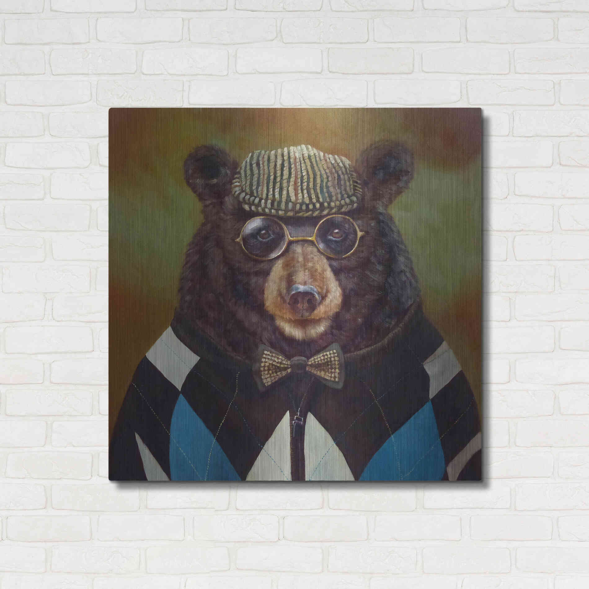 Luxe Metal Art 'Papa Bear' by Lucia Heffernan, Metal Wall Art,36x36