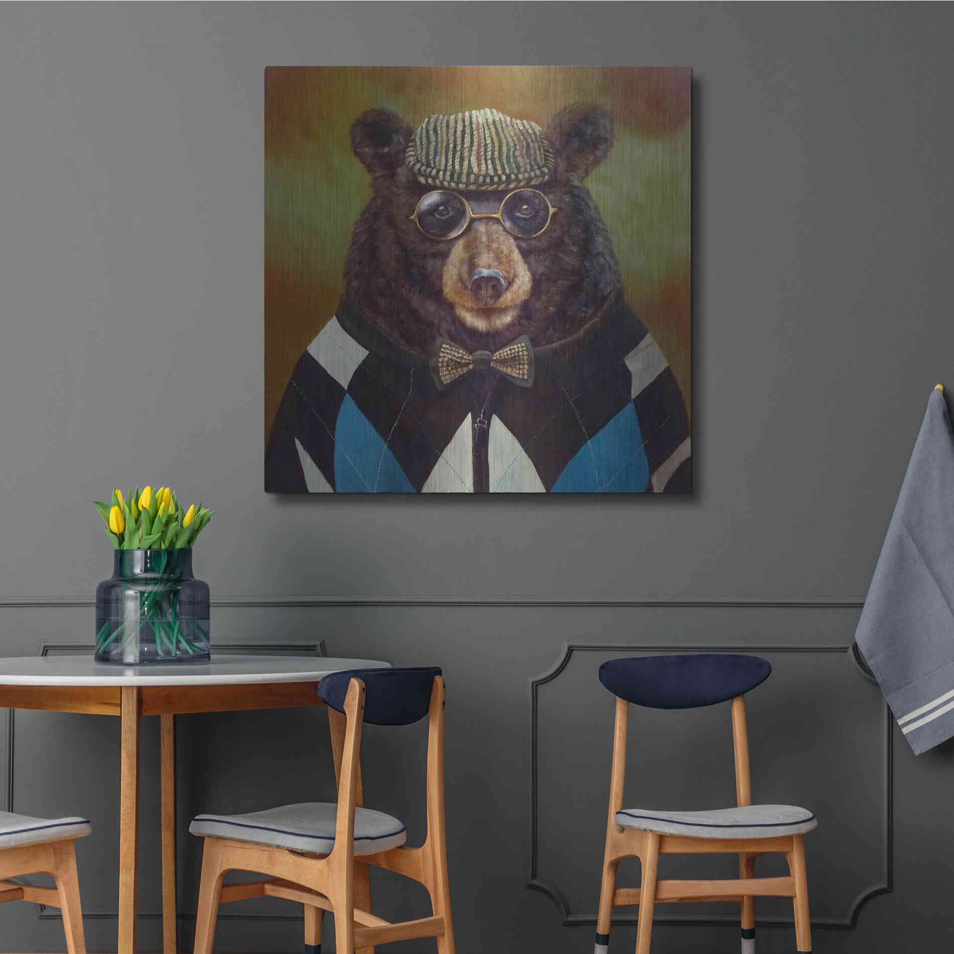 Luxe Metal Art 'Papa Bear' by Lucia Heffernan, Metal Wall Art,36x36