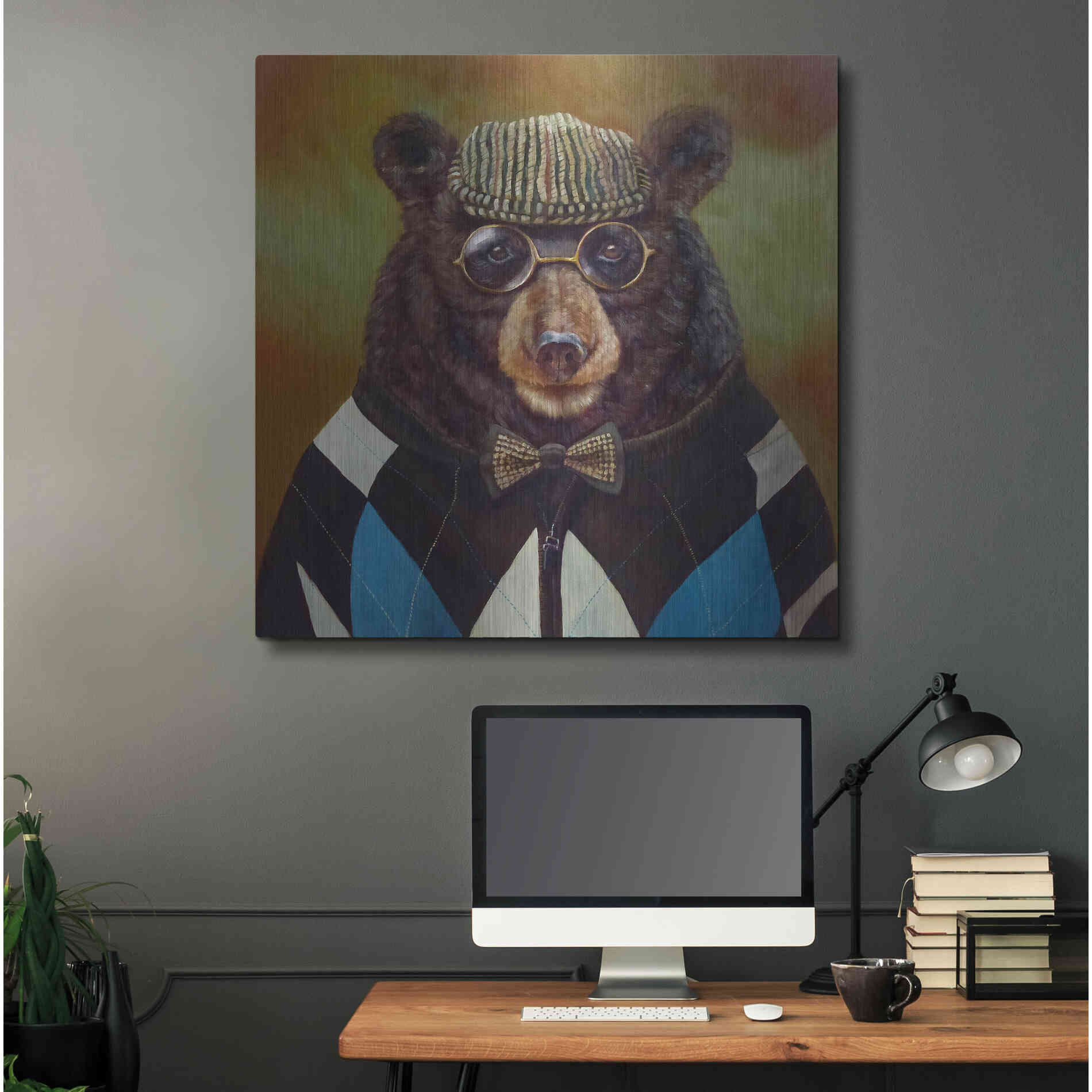 Luxe Metal Art 'Papa Bear' by Lucia Heffernan, Metal Wall Art,36x36