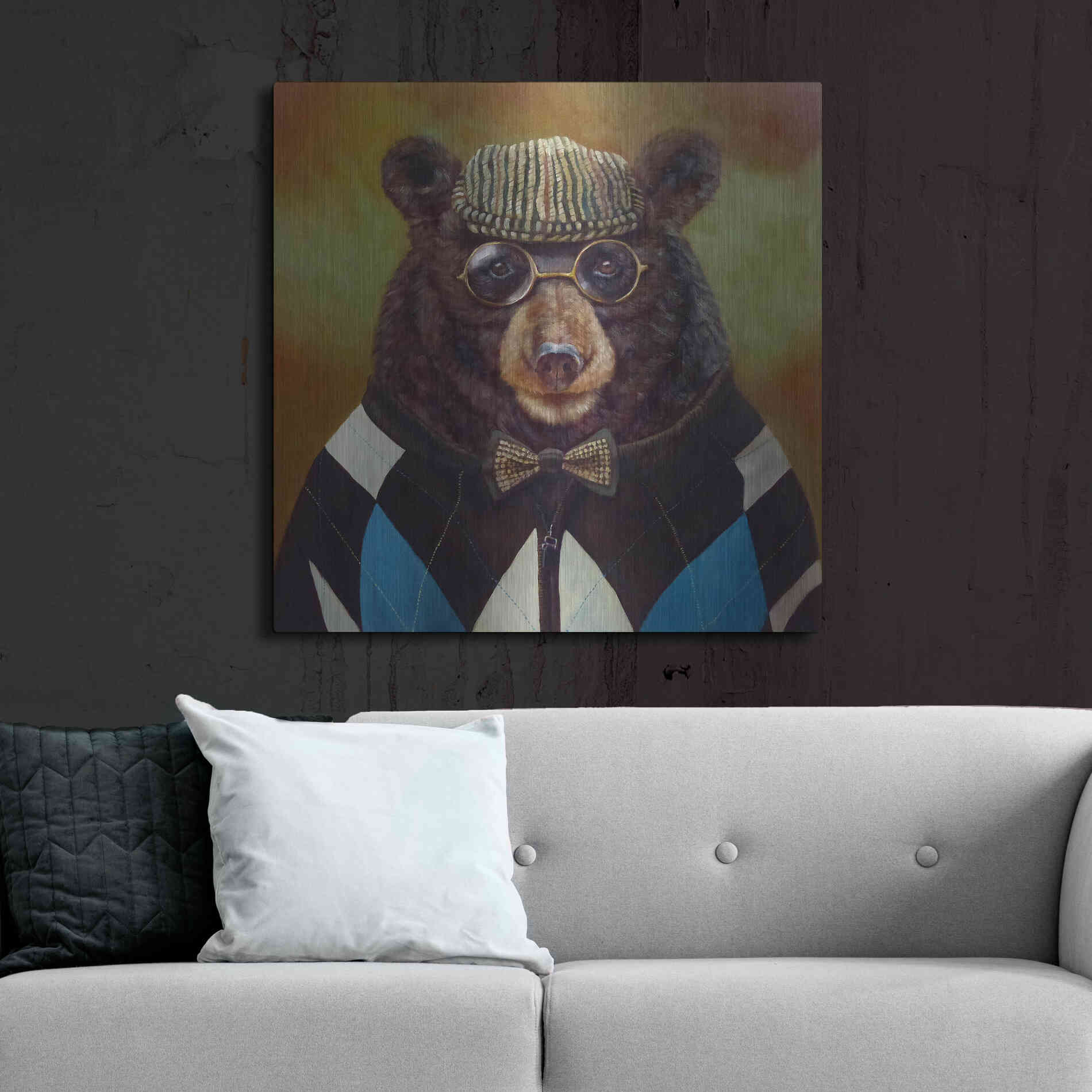 Luxe Metal Art 'Papa Bear' by Lucia Heffernan, Metal Wall Art,36x36