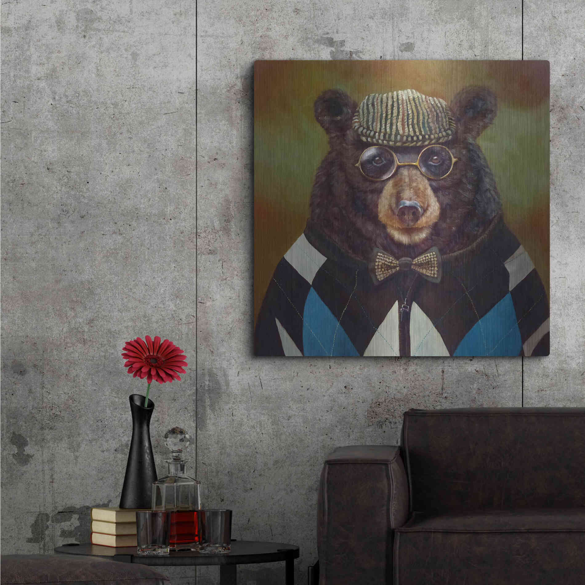 Luxe Metal Art 'Papa Bear' by Lucia Heffernan, Metal Wall Art,36x36