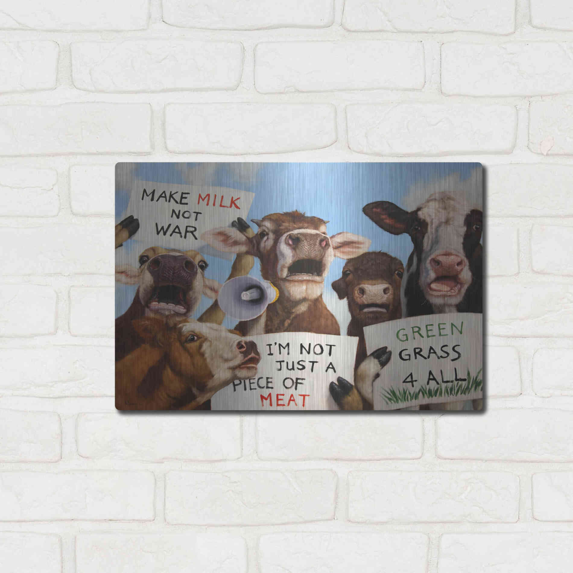 Luxe Metal Art 'Political Moooovement' by Lucia Heffernan, Metal Wall Art,16x12