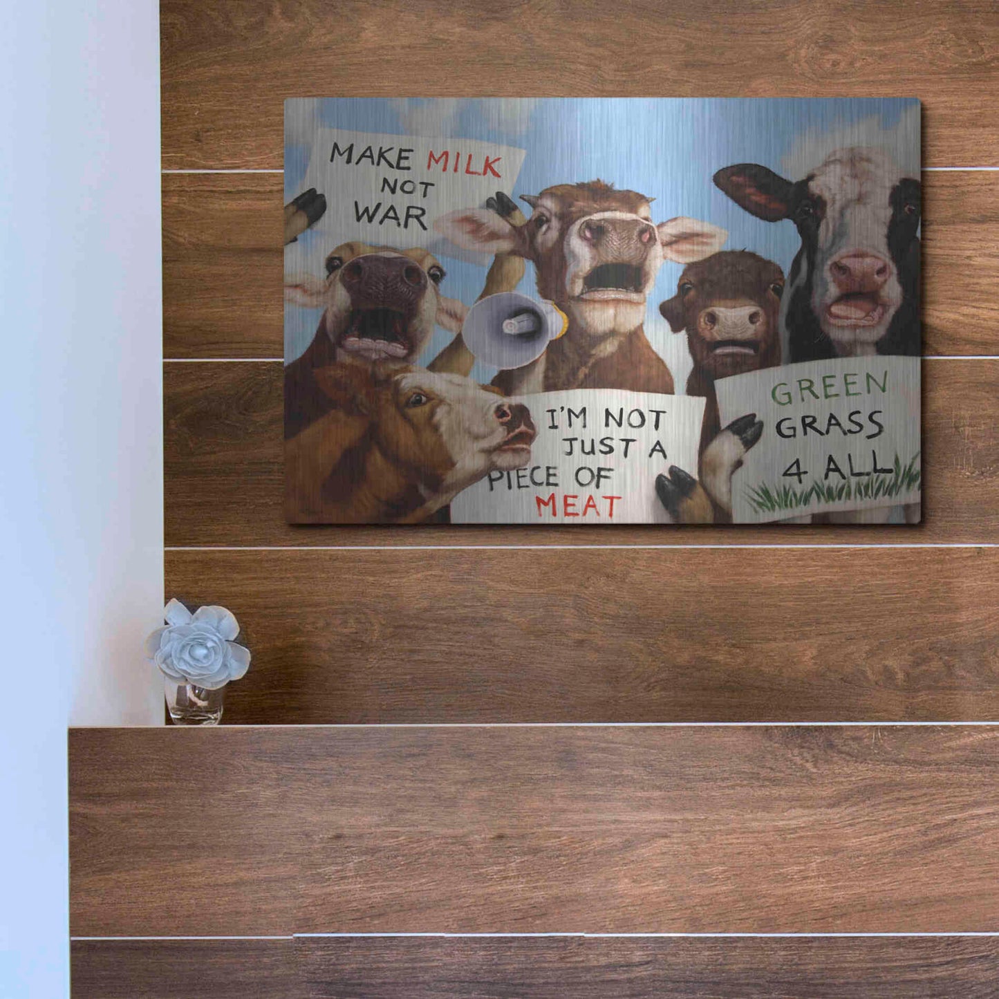 Luxe Metal Art 'Political Moooovement' by Lucia Heffernan, Metal Wall Art,16x12