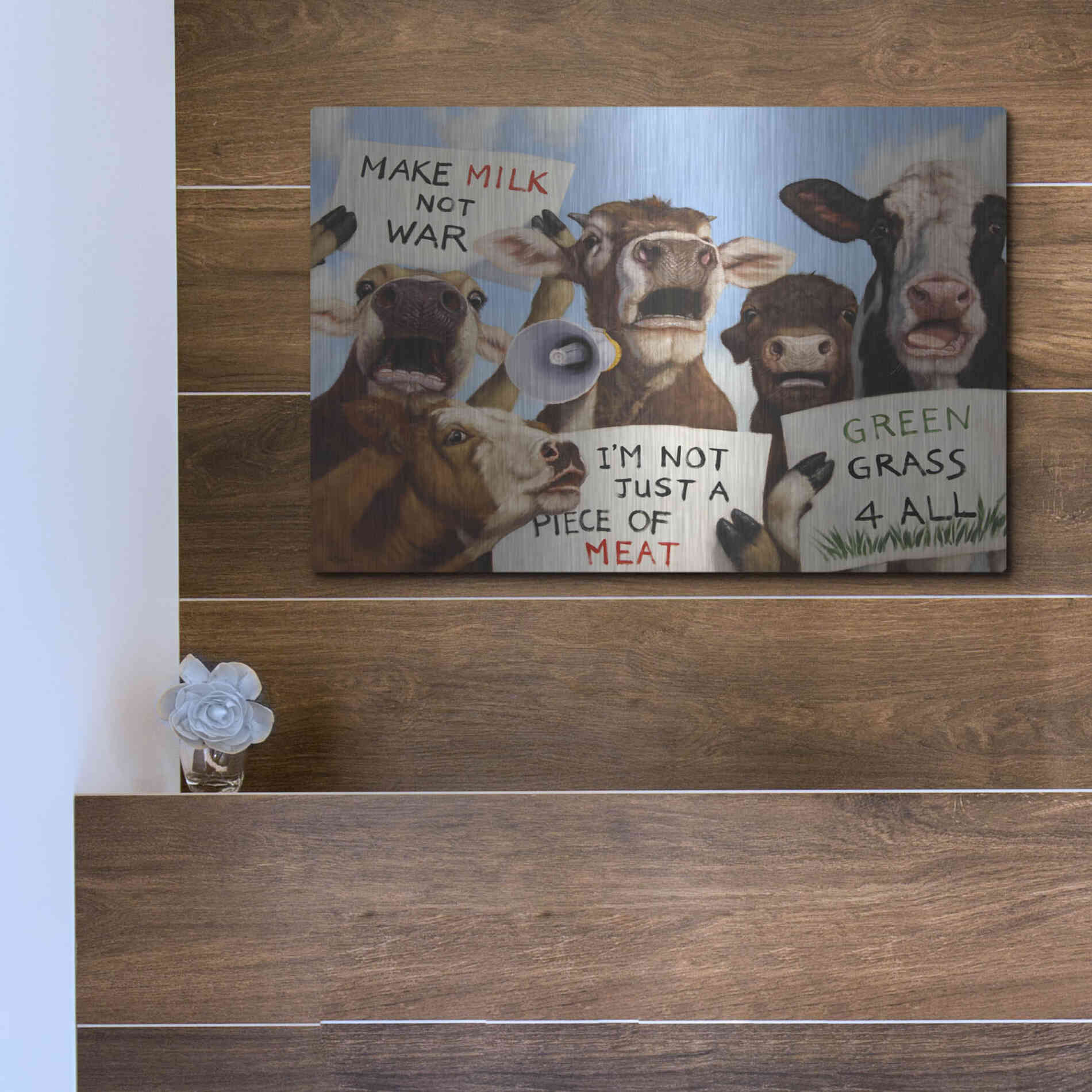 Luxe Metal Art 'Political Moooovement' by Lucia Heffernan, Metal Wall Art,16x12