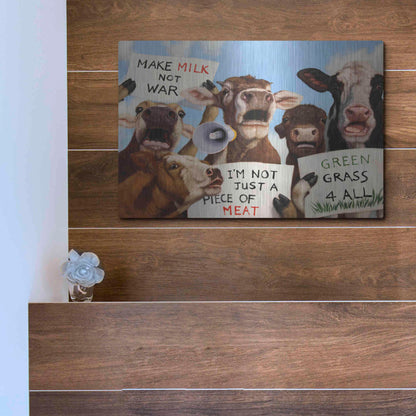 Luxe Metal Art 'Political Moooovement' by Lucia Heffernan, Metal Wall Art,16x12