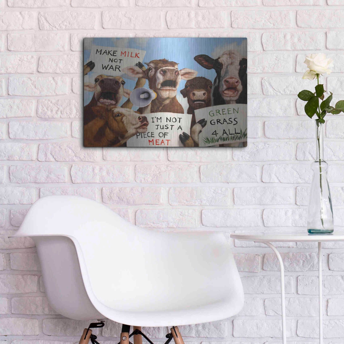 Luxe Metal Art 'Political Moooovement' by Lucia Heffernan, Metal Wall Art,24x16