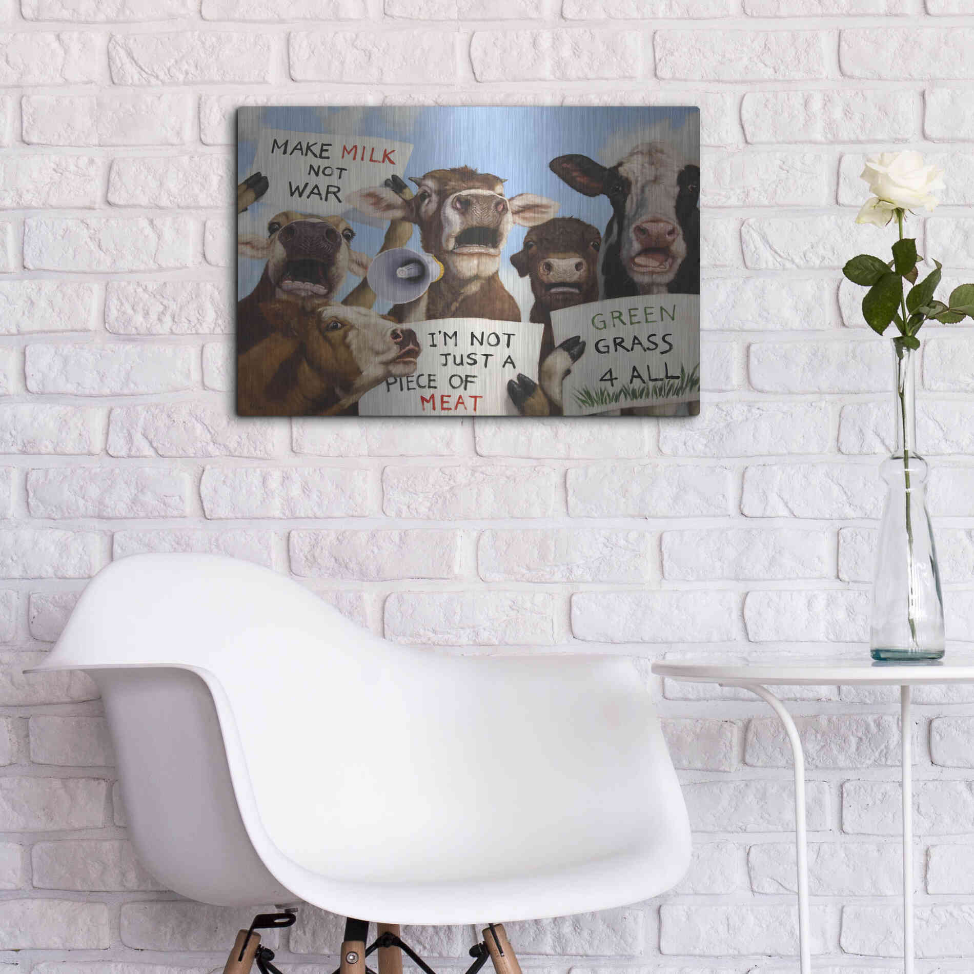 Luxe Metal Art 'Political Moooovement' by Lucia Heffernan, Metal Wall Art,24x16