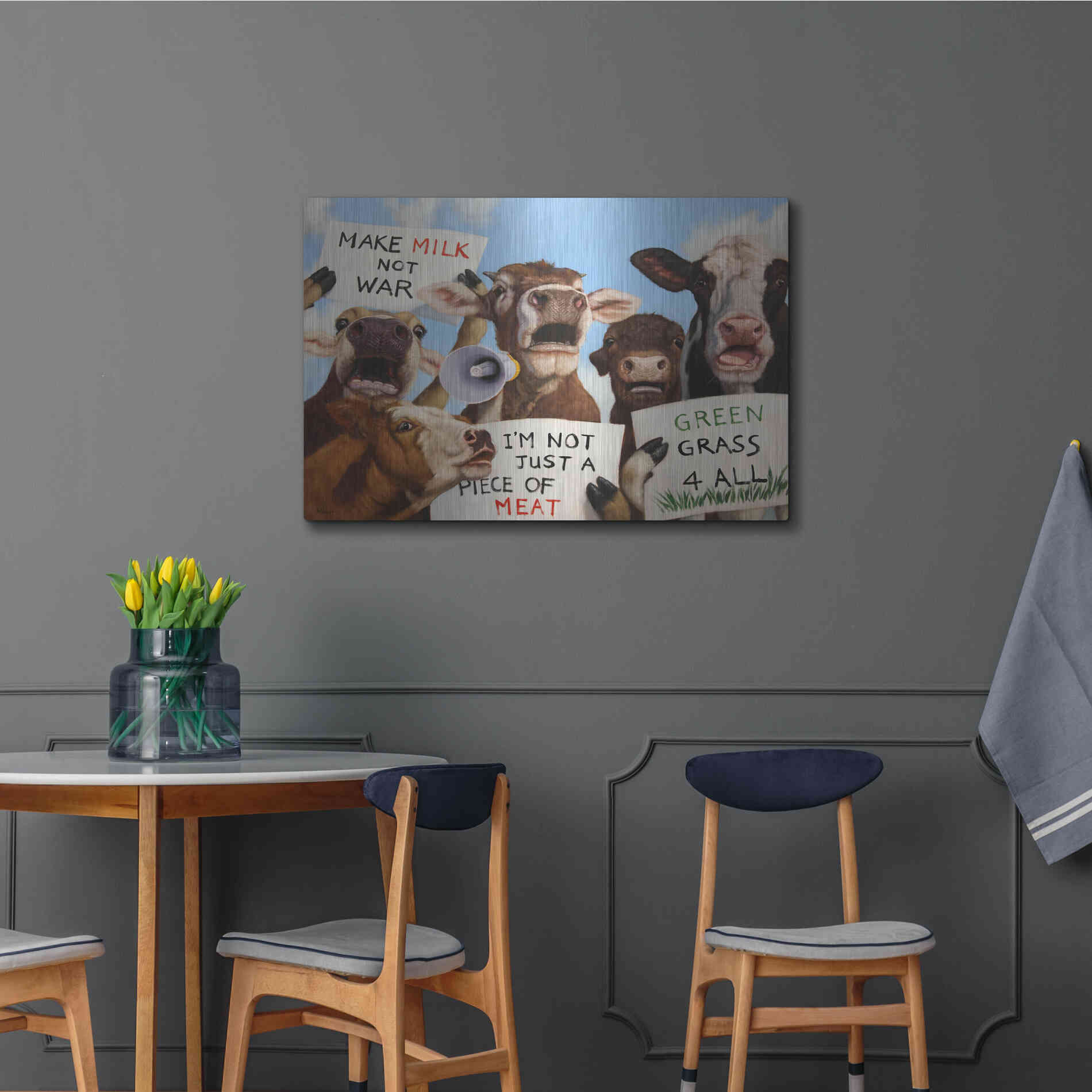 Luxe Metal Art 'Political Moooovement' by Lucia Heffernan, Metal Wall Art,36x24