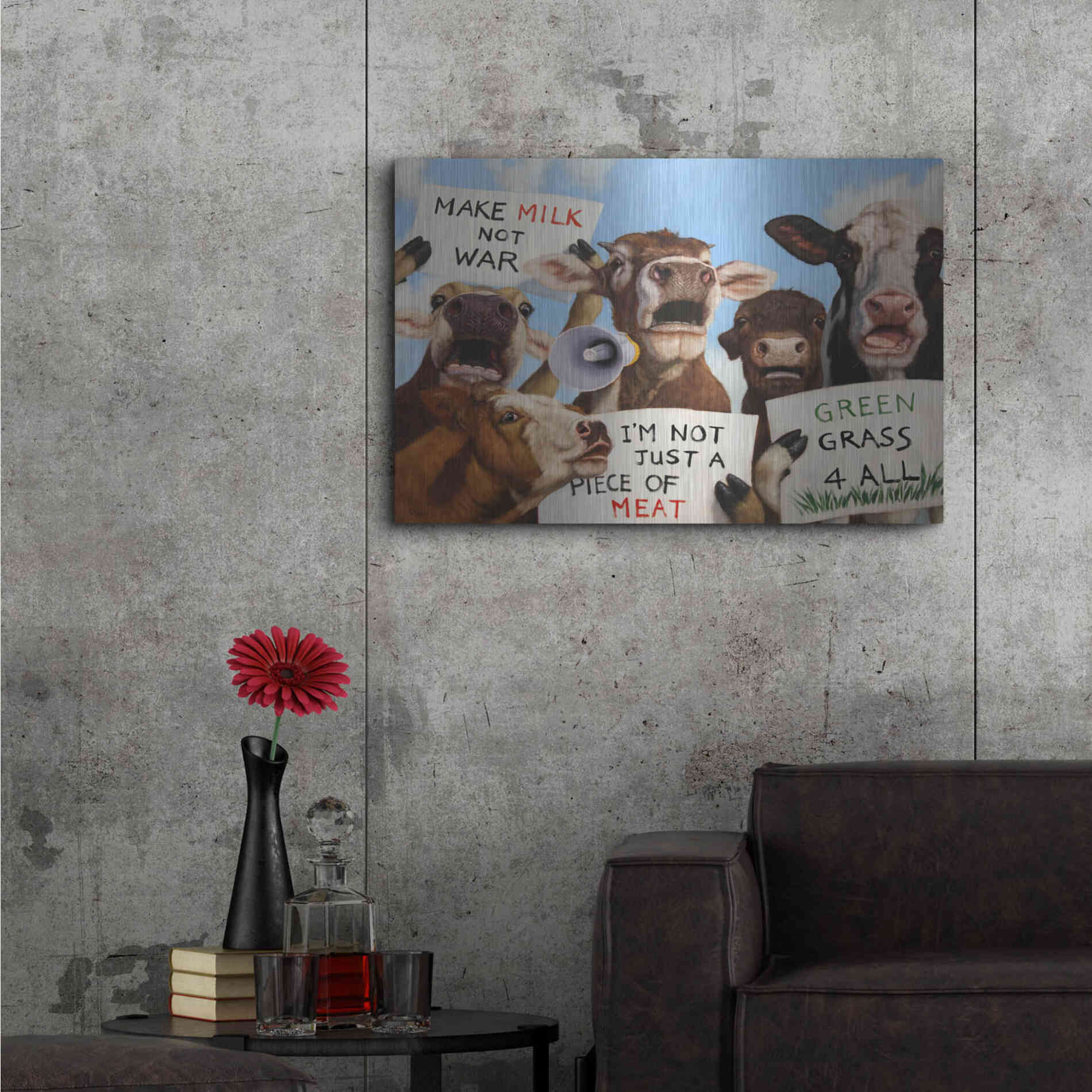 Luxe Metal Art 'Political Moooovement' by Lucia Heffernan, Metal Wall Art,36x24