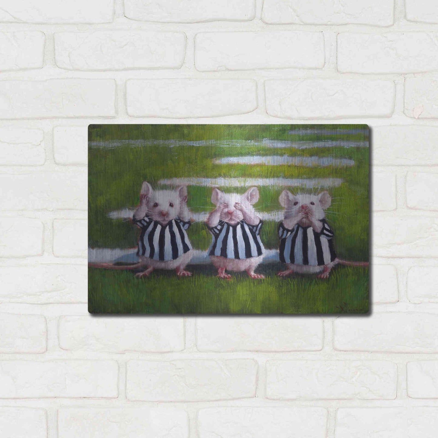 Luxe Metal Art 'Three Blind Mice' by Lucia Heffernan, Metal Wall Art,16x12