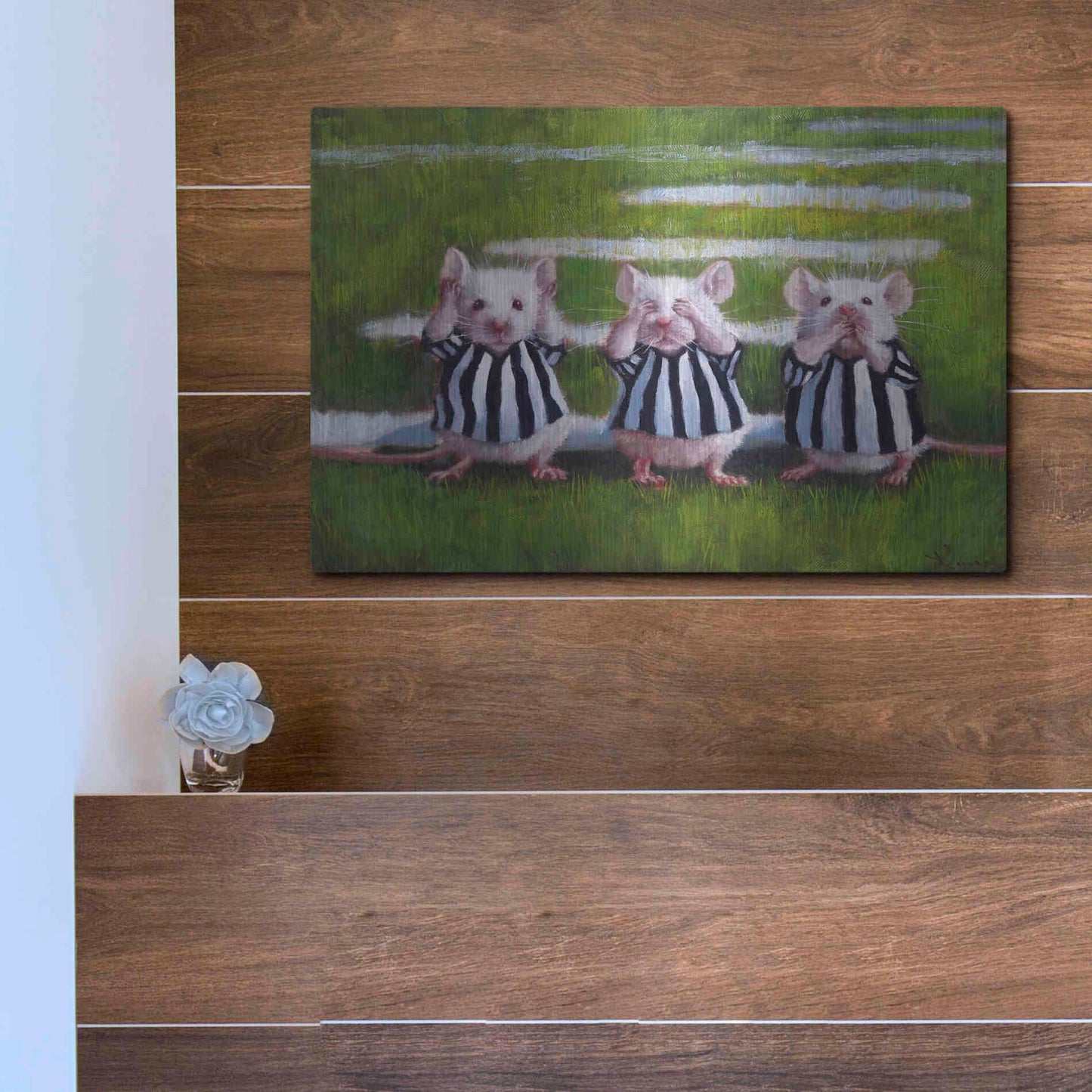 Luxe Metal Art 'Three Blind Mice' by Lucia Heffernan, Metal Wall Art,16x12