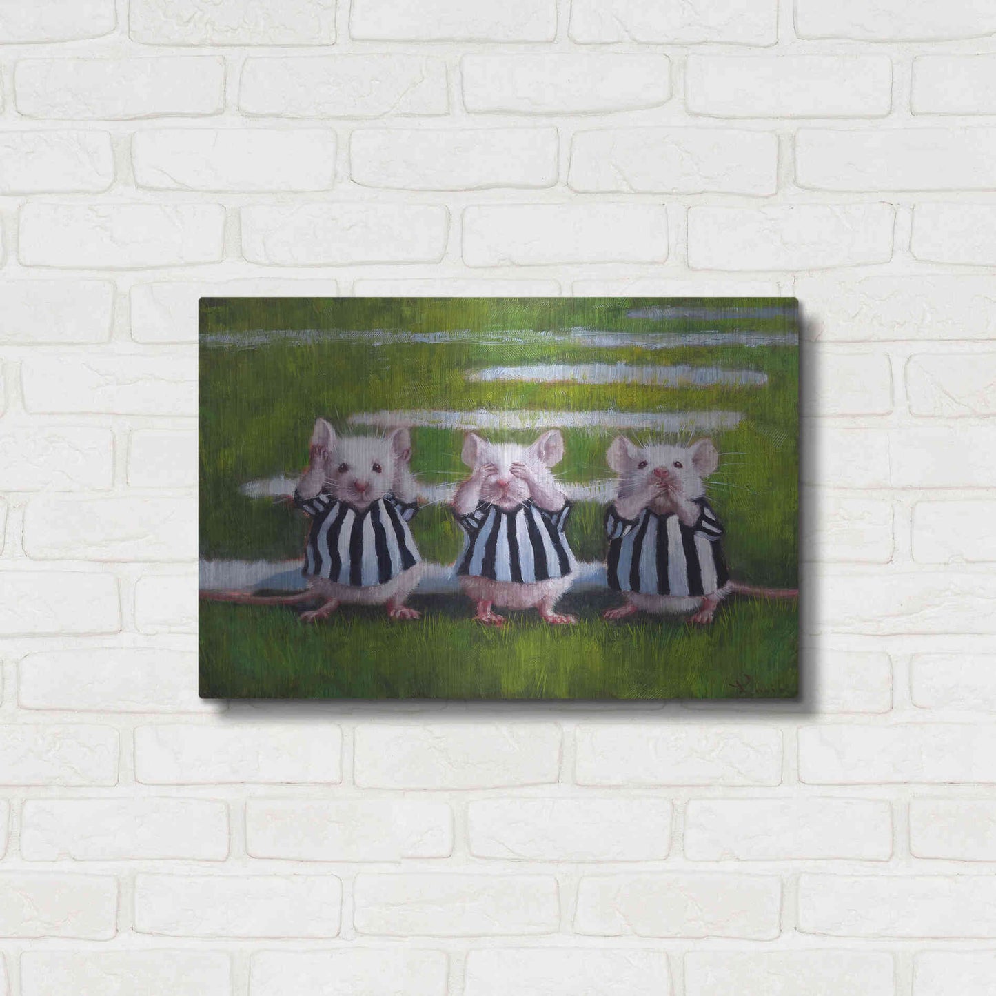 Luxe Metal Art 'Three Blind Mice' by Lucia Heffernan, Metal Wall Art,24x16