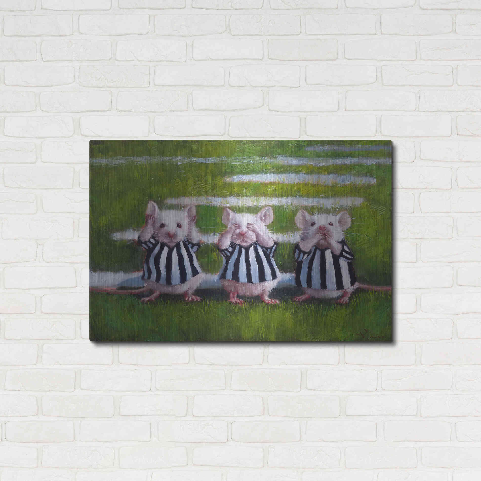 Luxe Metal Art 'Three Blind Mice' by Lucia Heffernan, Metal Wall Art,36x24