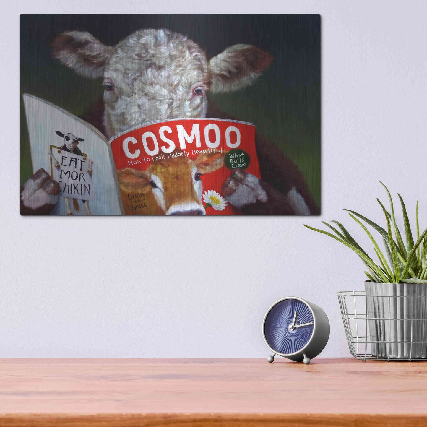 Luxe Metal Art 'Cow Tips' by Lucia Heffernan, Metal Wall Art,16x12