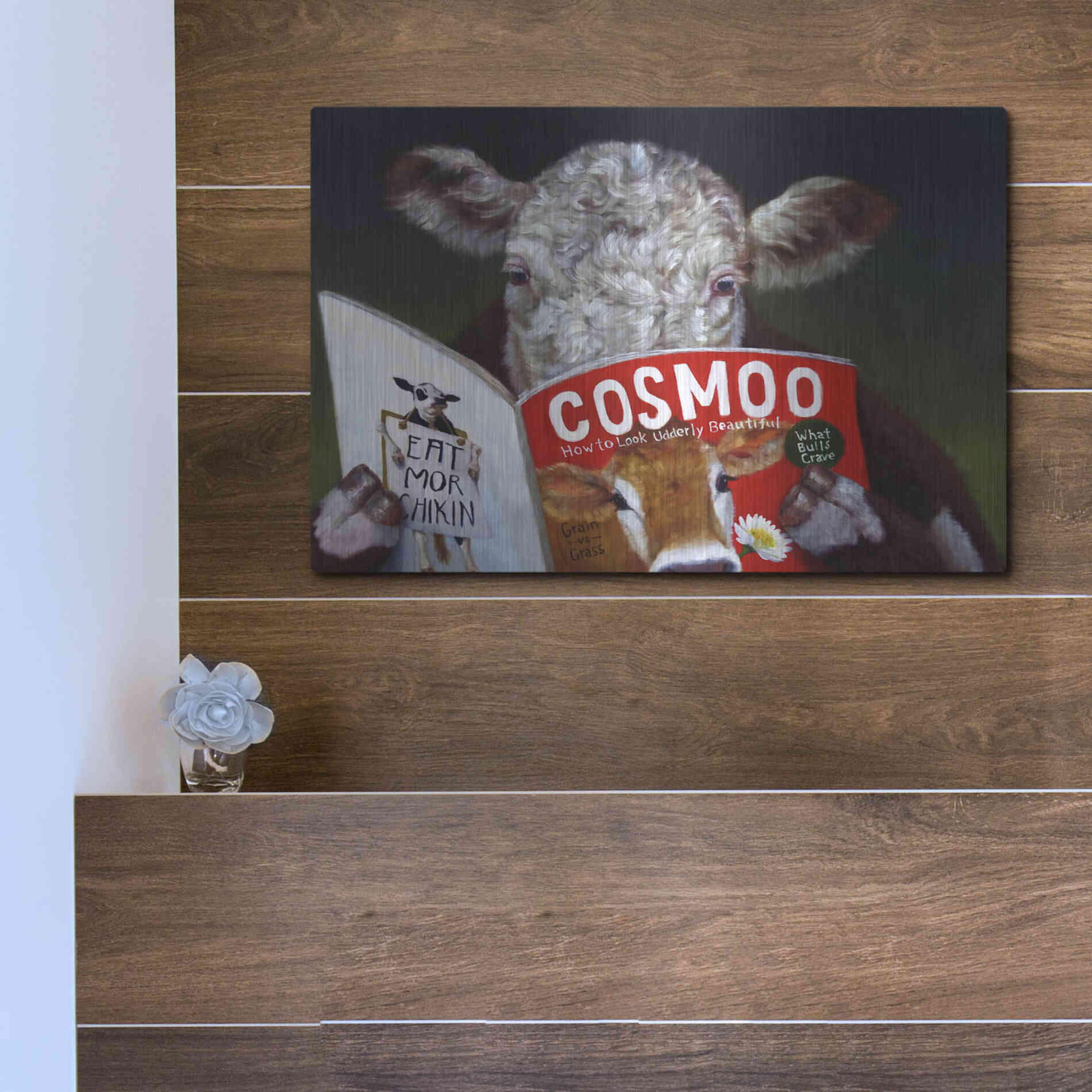 Luxe Metal Art 'Cow Tips' by Lucia Heffernan, Metal Wall Art,16x12